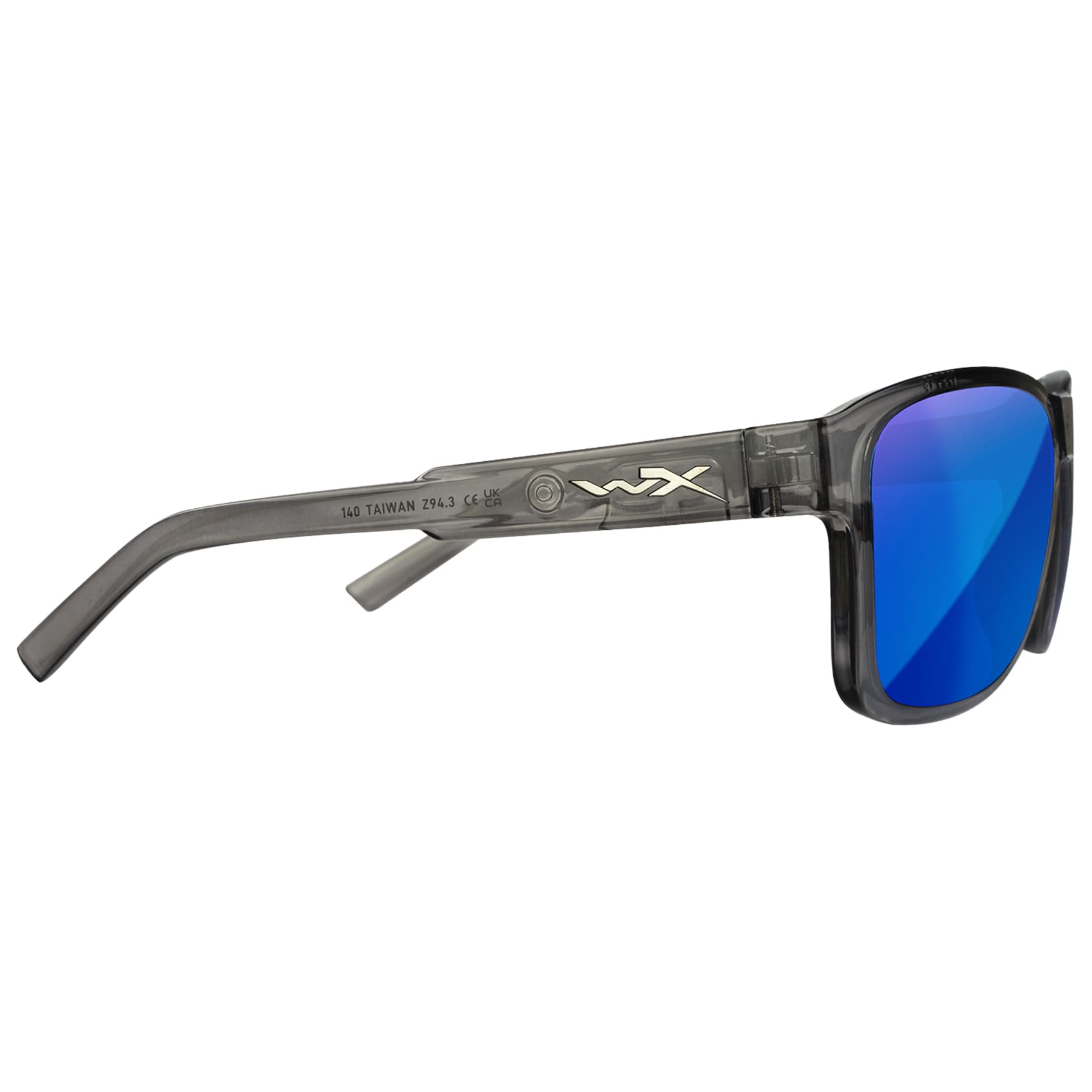 Wiley X Trek Sunglasses - Captivate Polarized Blue Mirror/Gloss Crystal Dark Grey