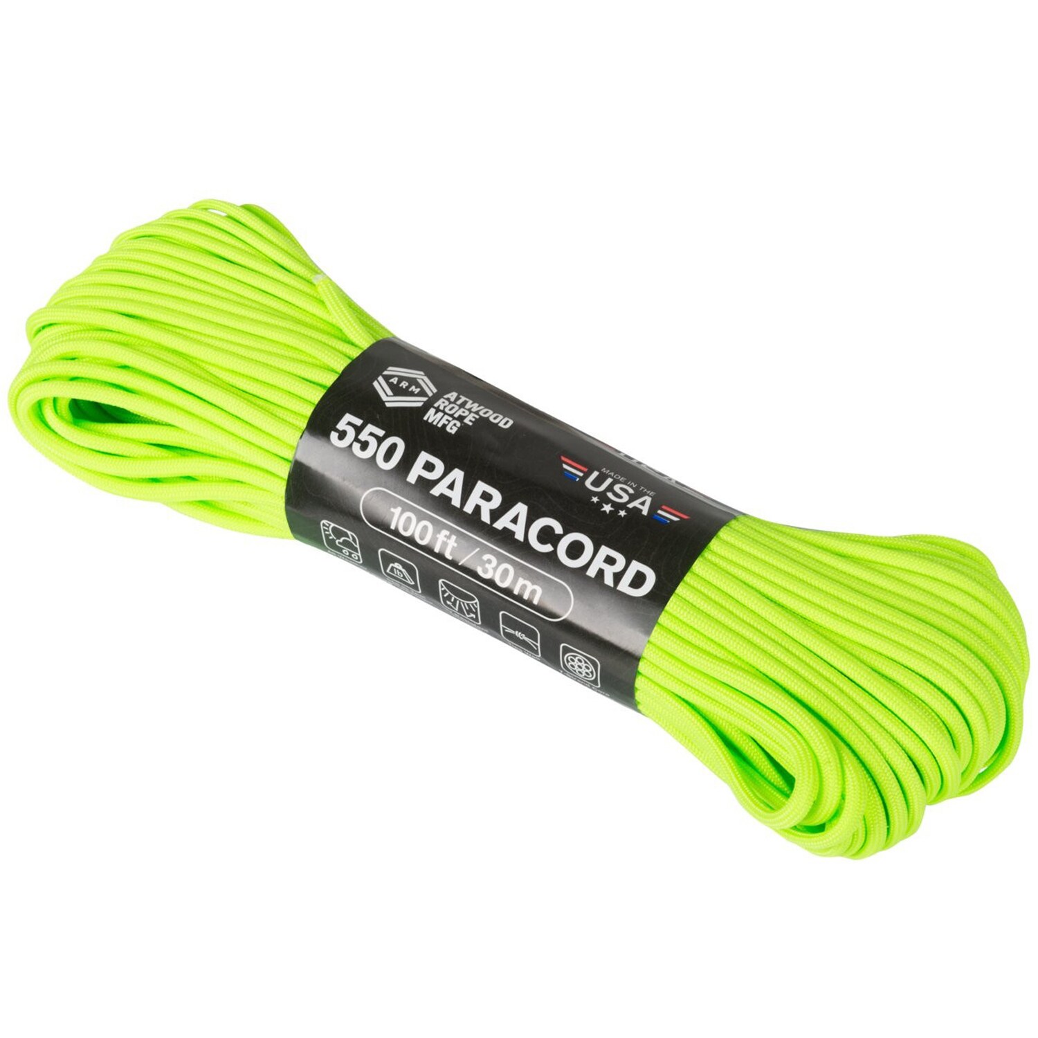 Atwood Rope MFG 550 Paracord 30 m - Neon Green