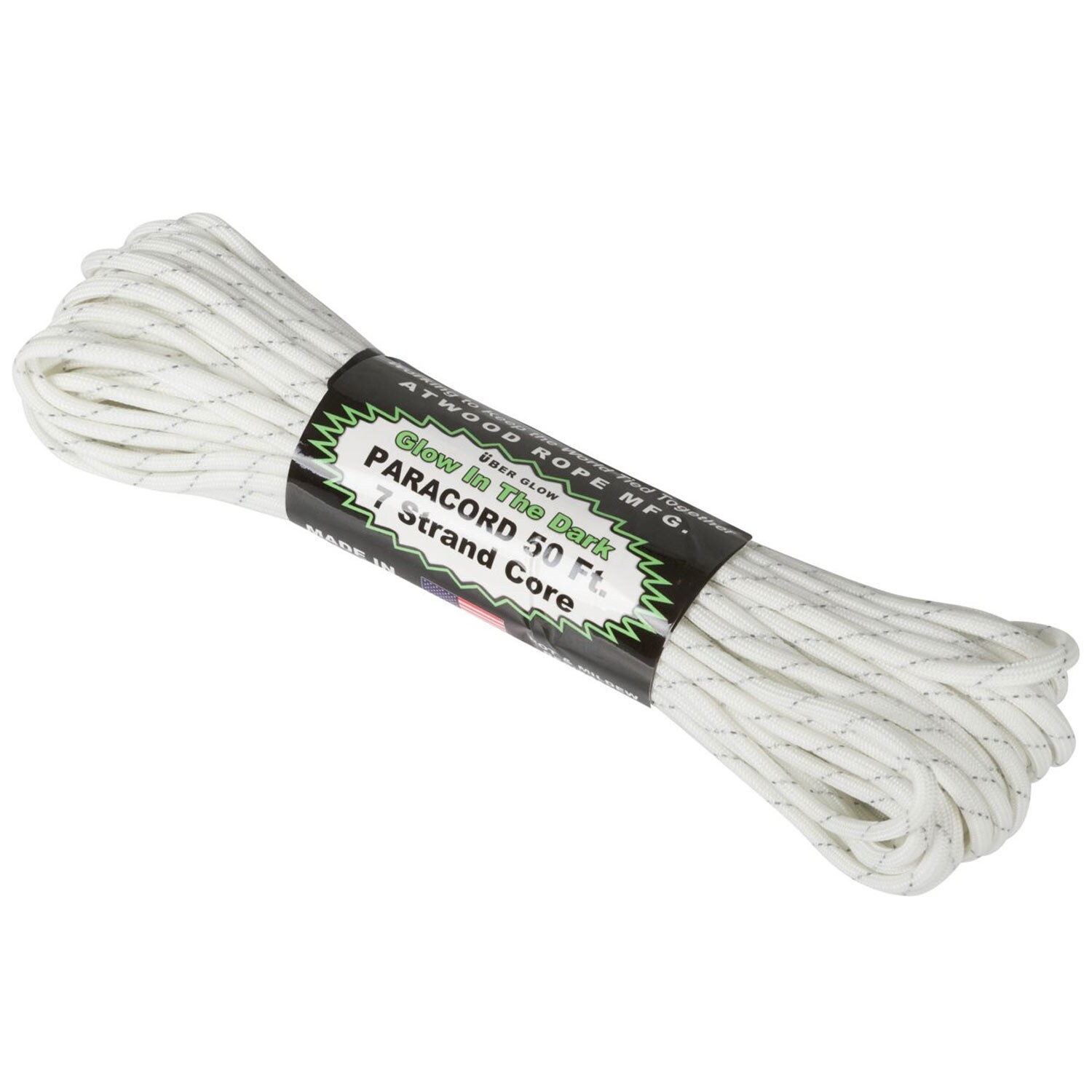 Atwood Rope MFG Uber Glow Reflective Paracord 15 m - White
