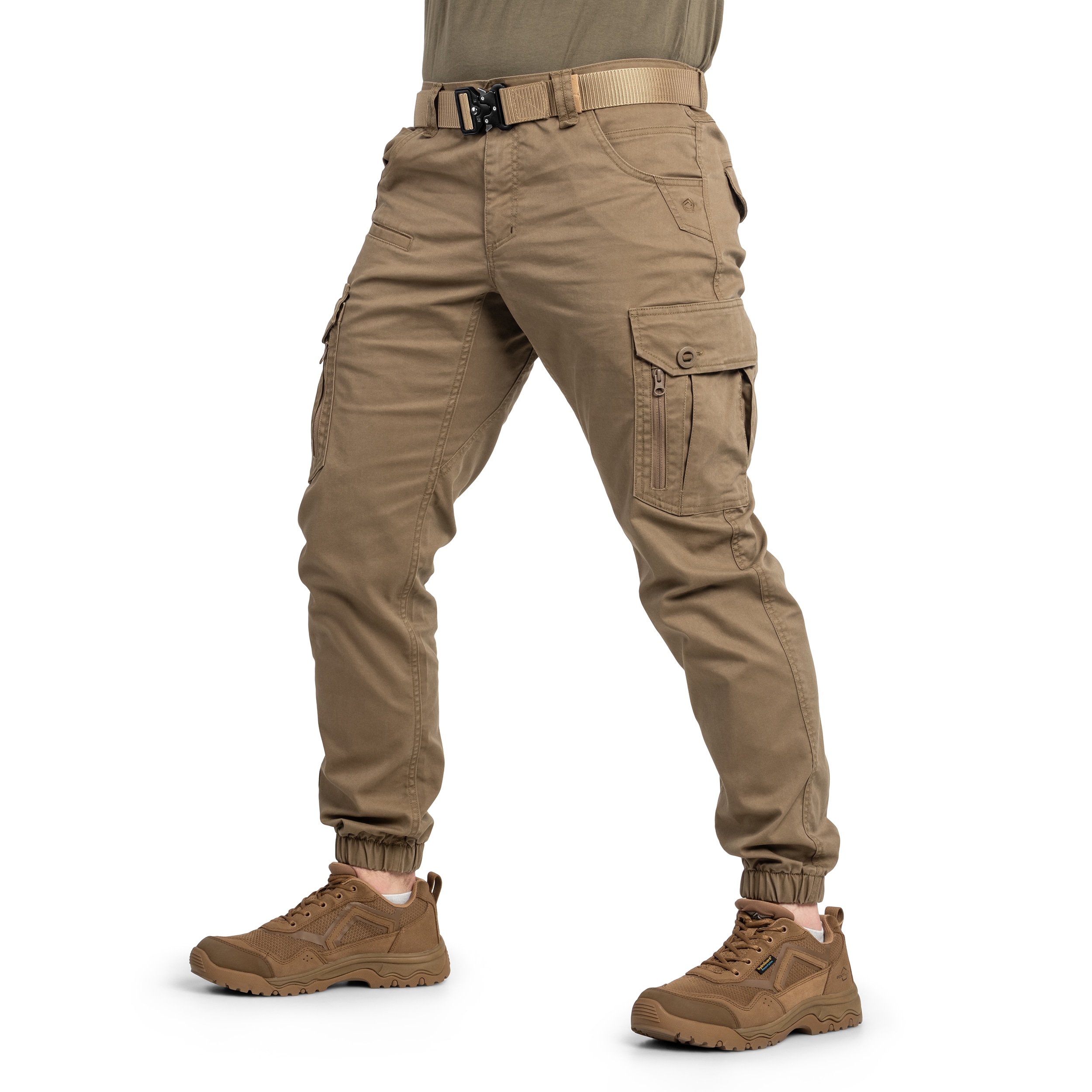Khaki joggers with belt loops deals