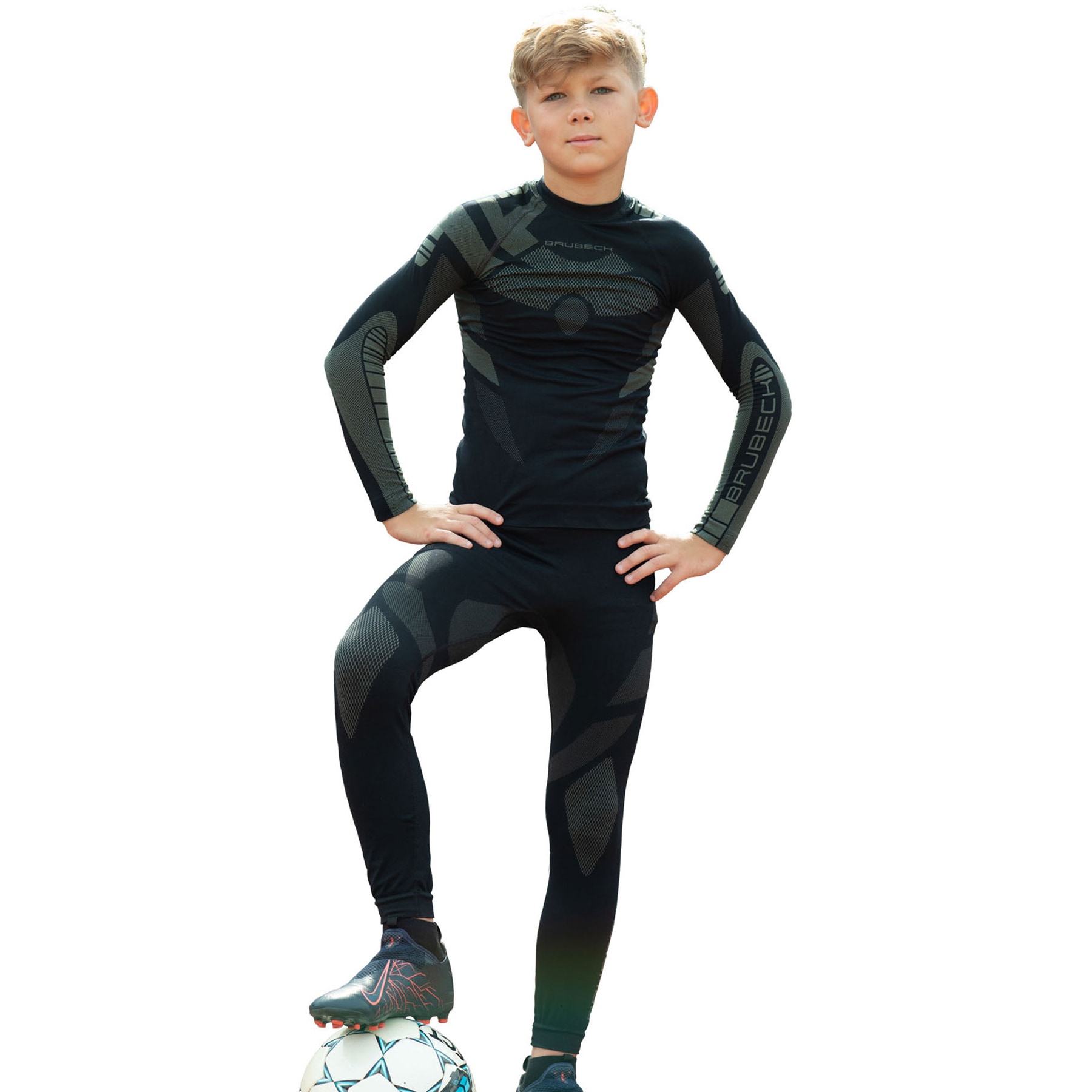 Brubeck Dry Junior children's thermoactive underwear + hat - Black/Graphite