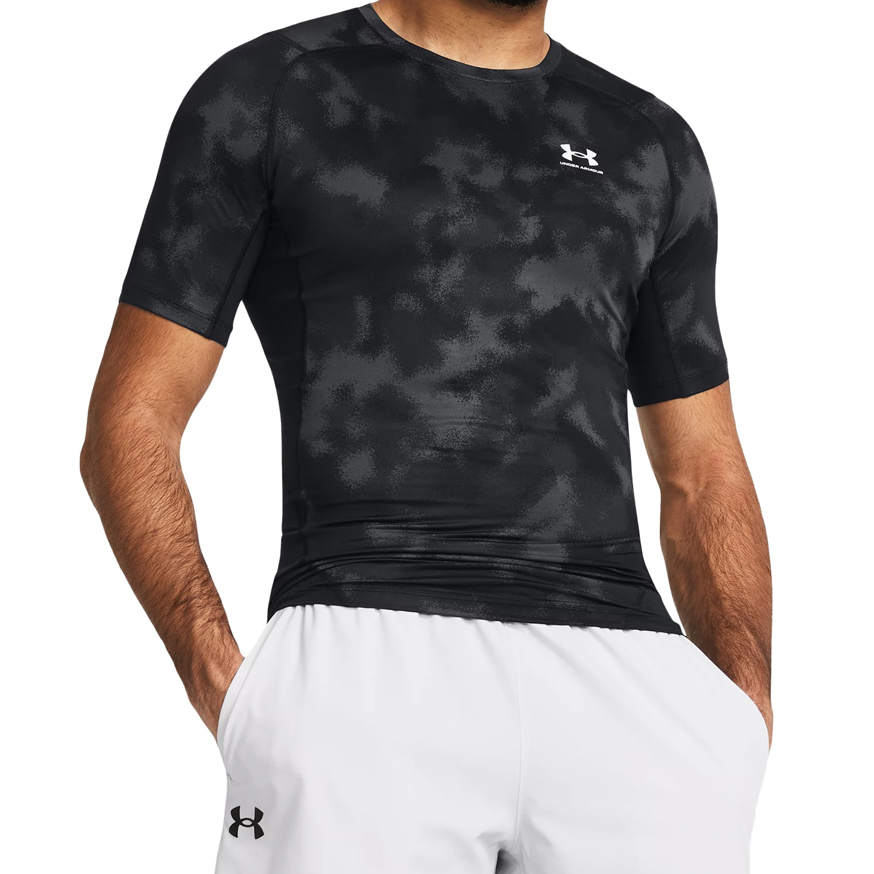 Under Armour HeatGear Printed Thermal T-Shirt - Black/White