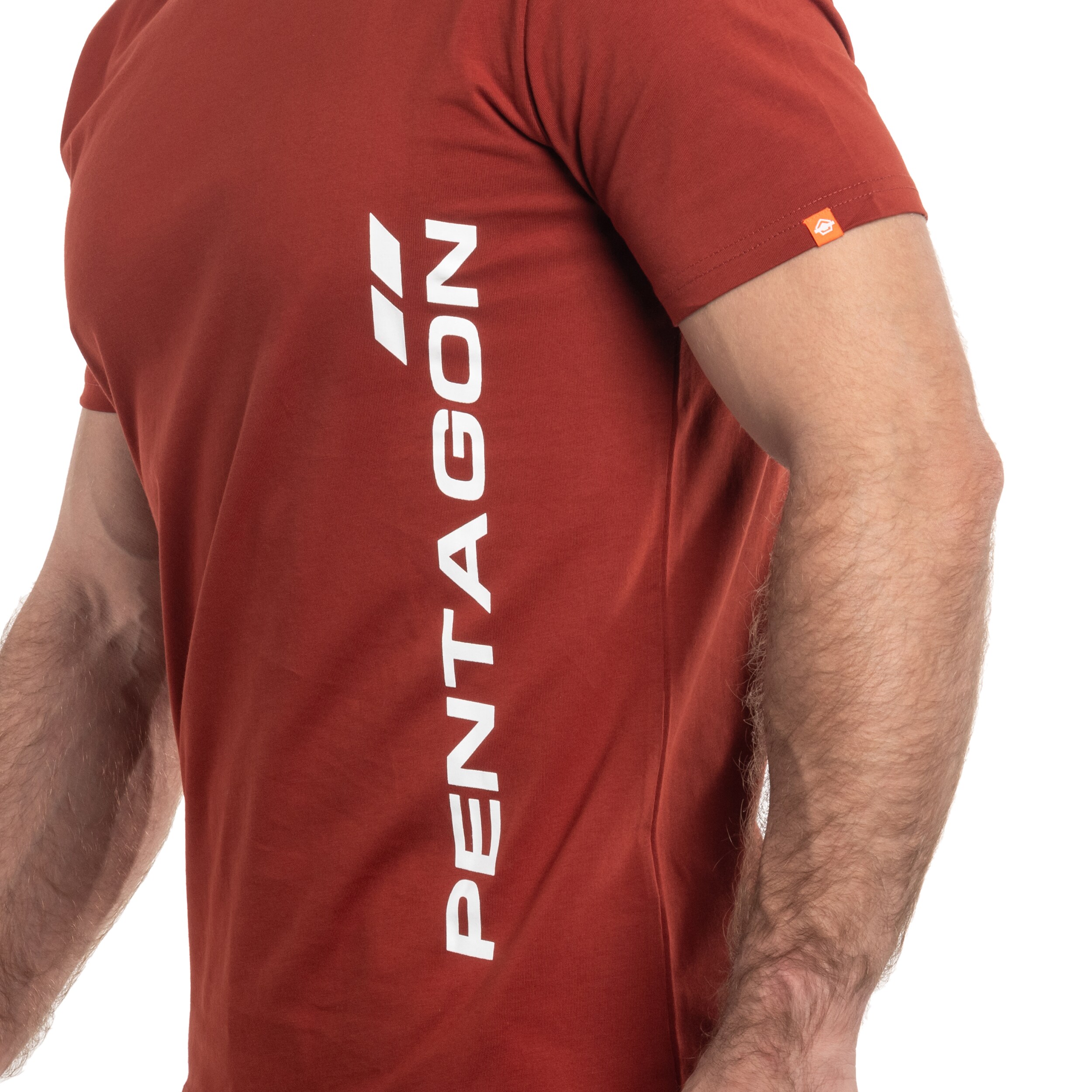 Pentagon Vertical T-shirt - Maroon Red