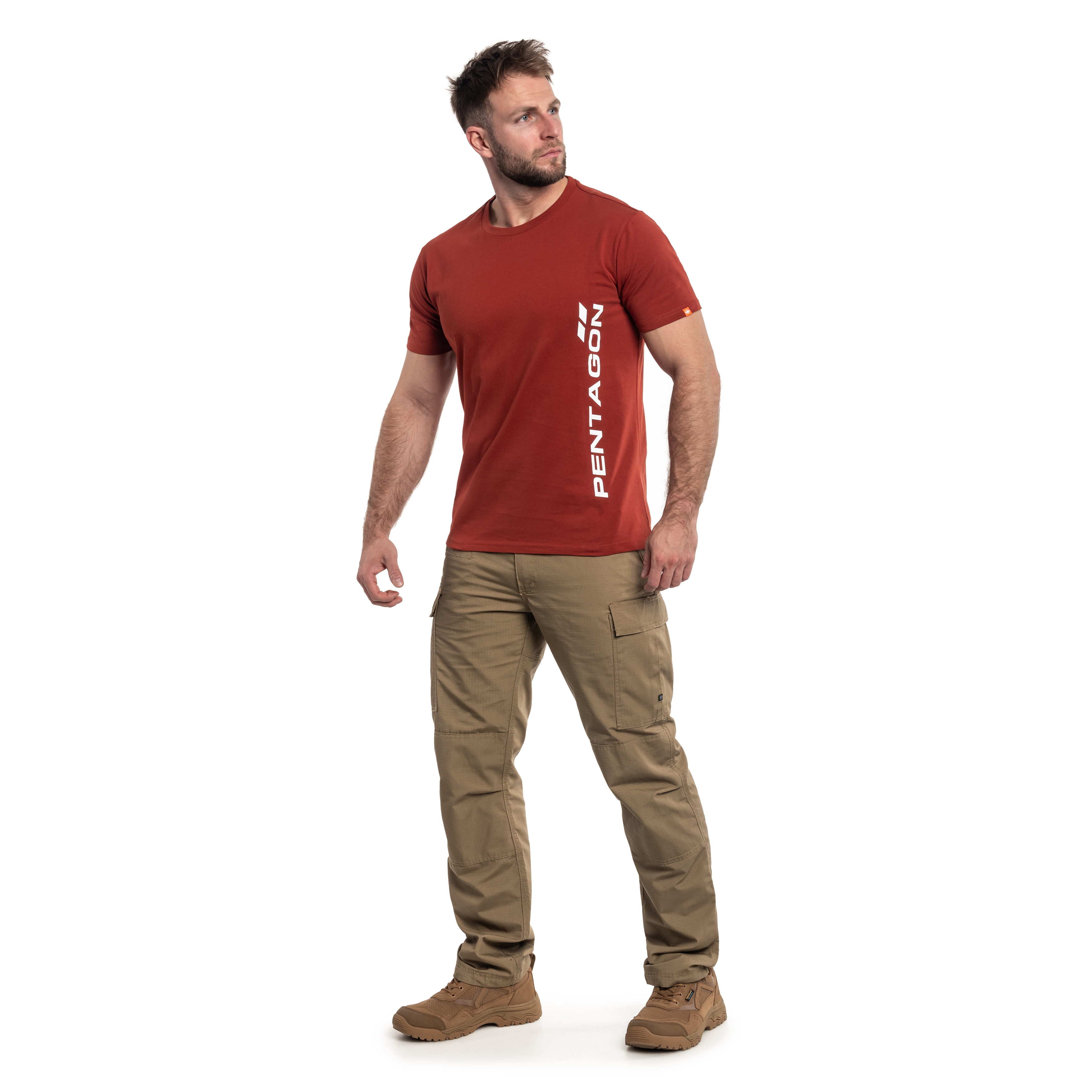 Pentagon Vertical T-shirt - Maroon Red