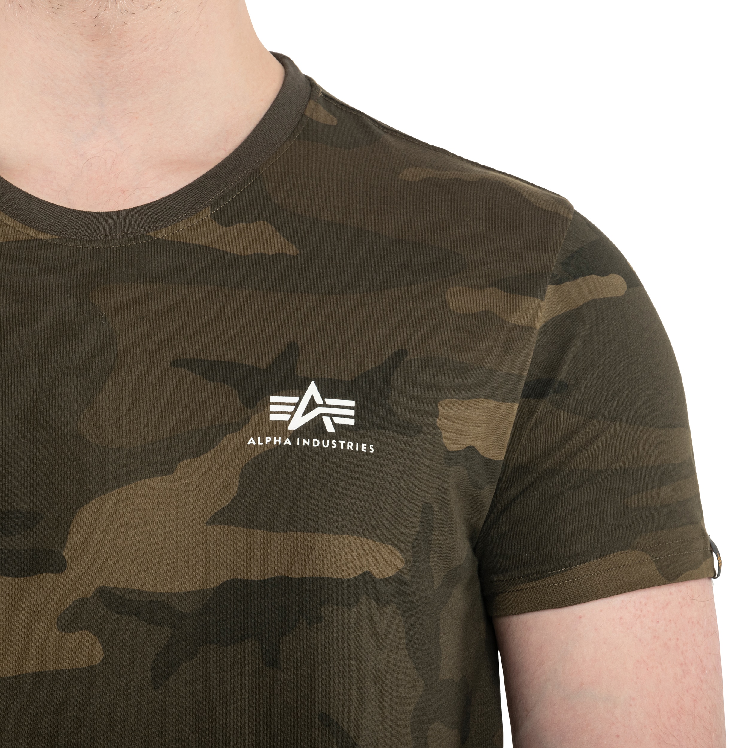 Alpha Industries Basic Small Logo T-Shirt - Olive Camo