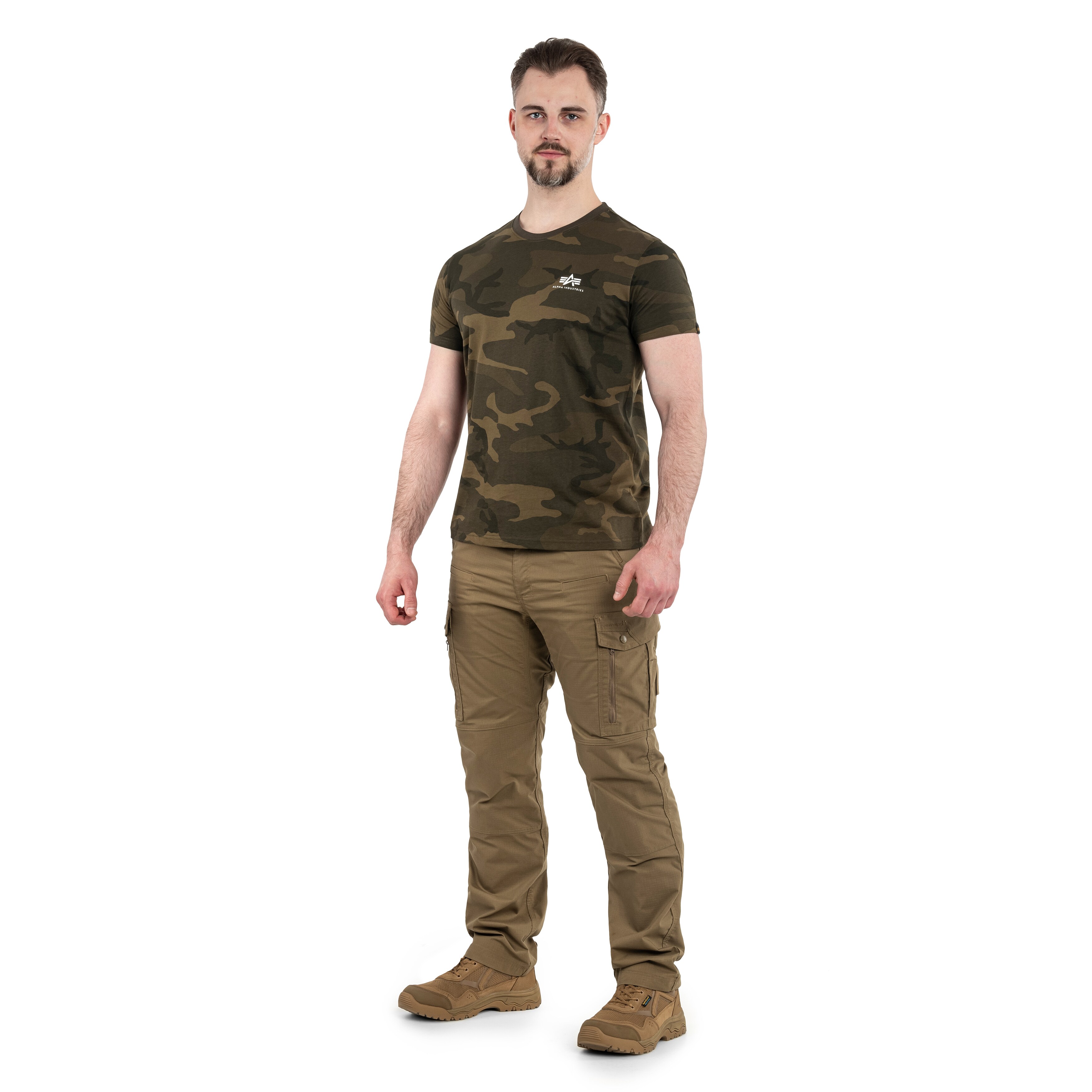 Alpha Industries Basic Small Logo T-Shirt - Olive Camo