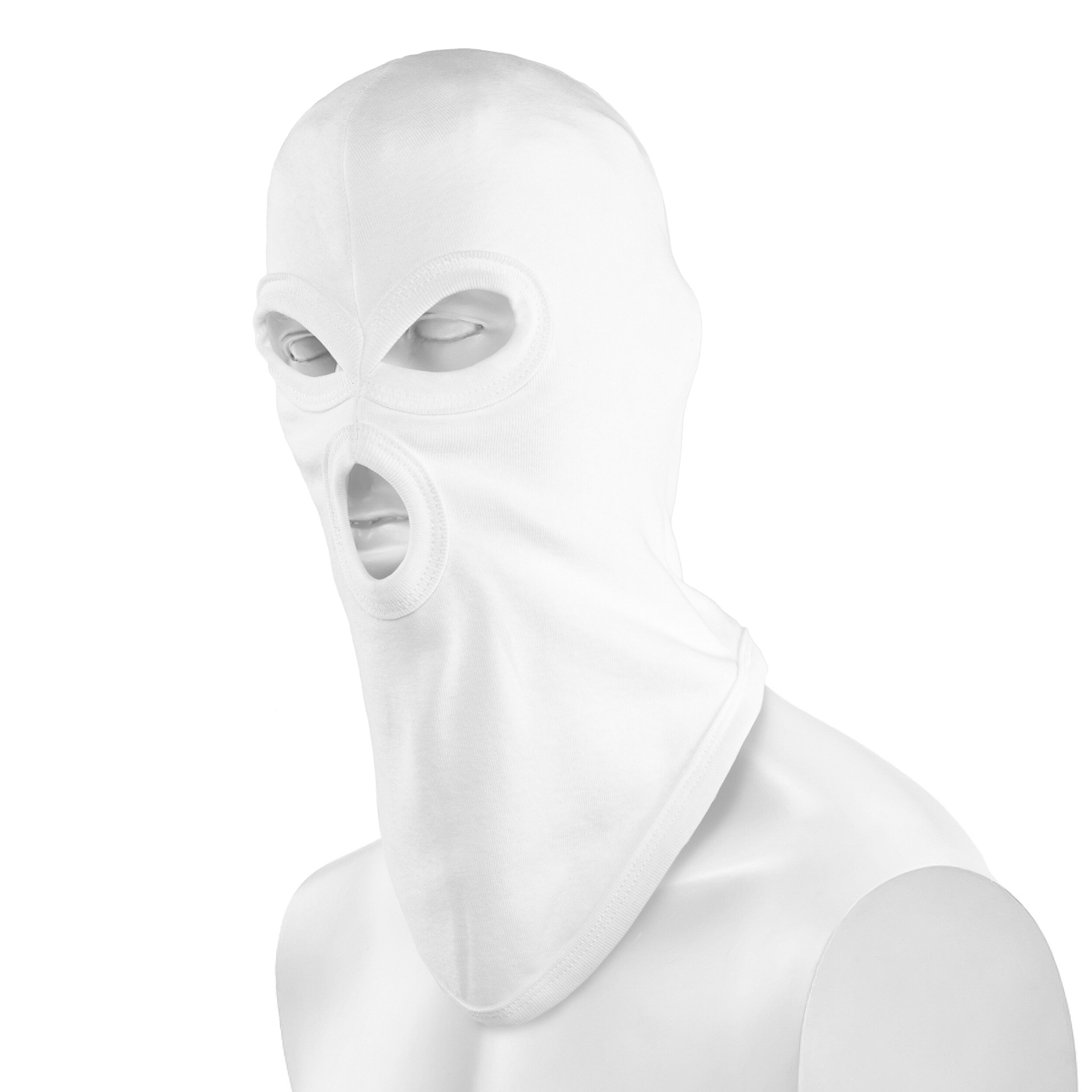 Mil-Tec Cotton balaclava with 3 holes - White