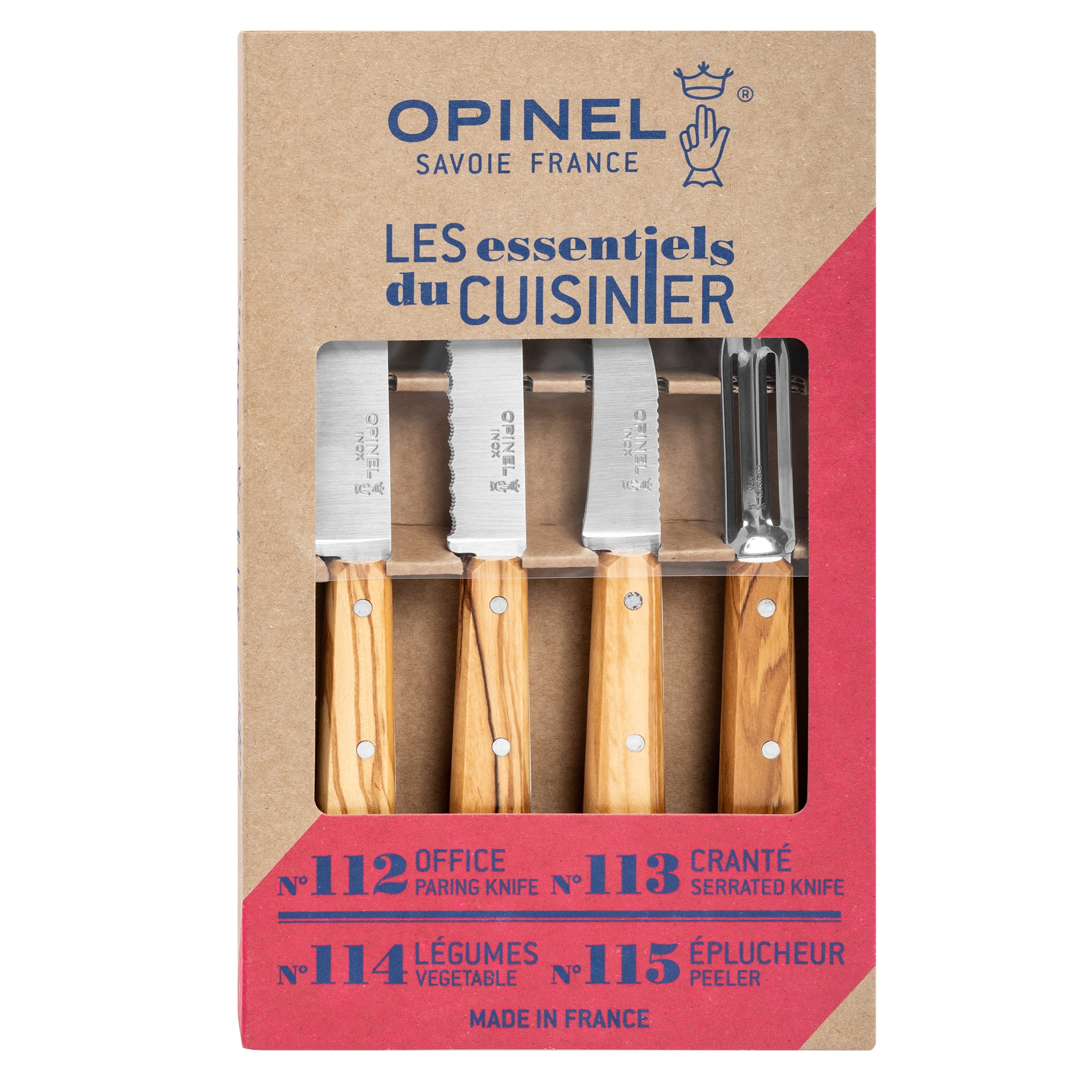 Opinel Essentials Olive Box Set Kitchen Knife Set