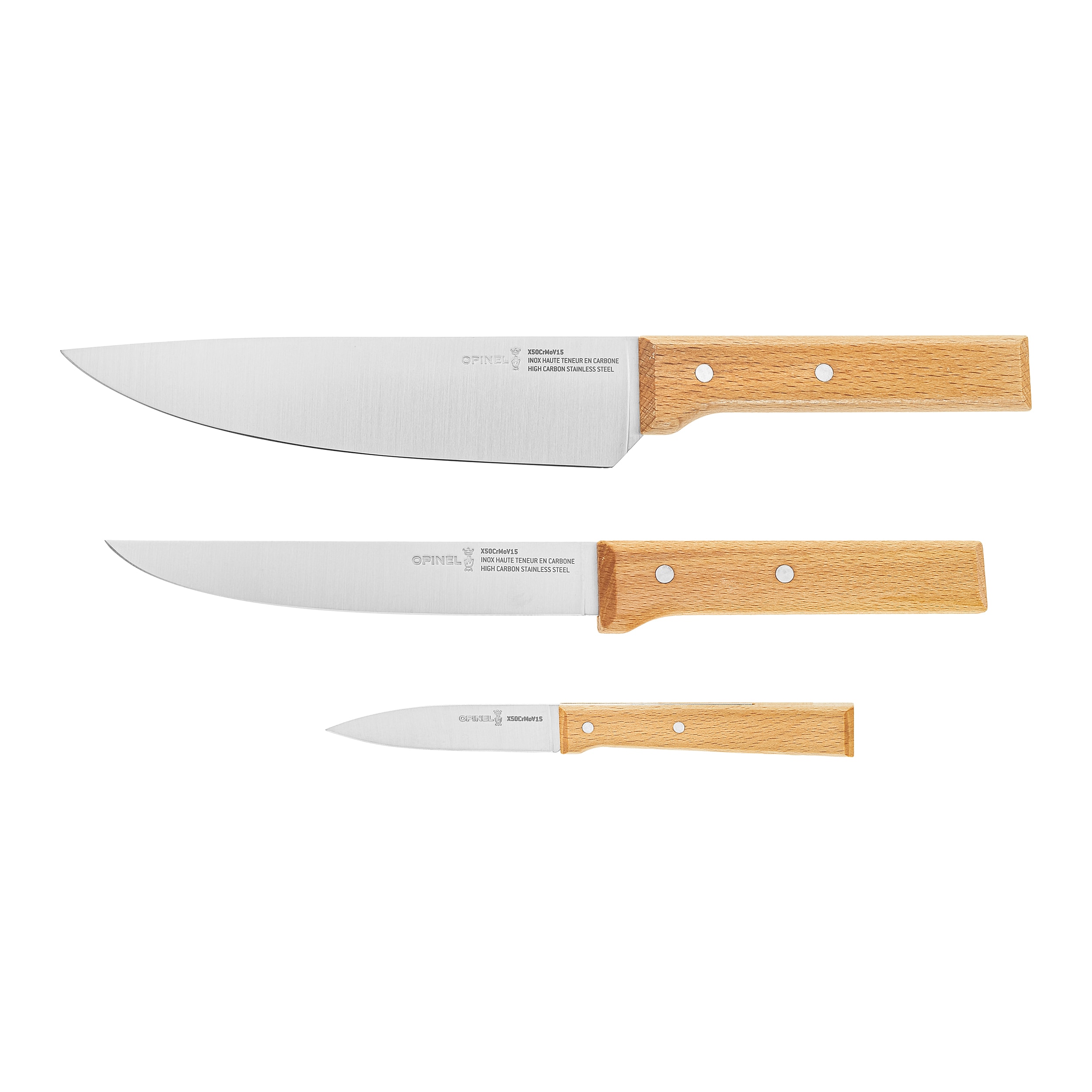 Opinel Parallele Trio Kitchen Knife Set