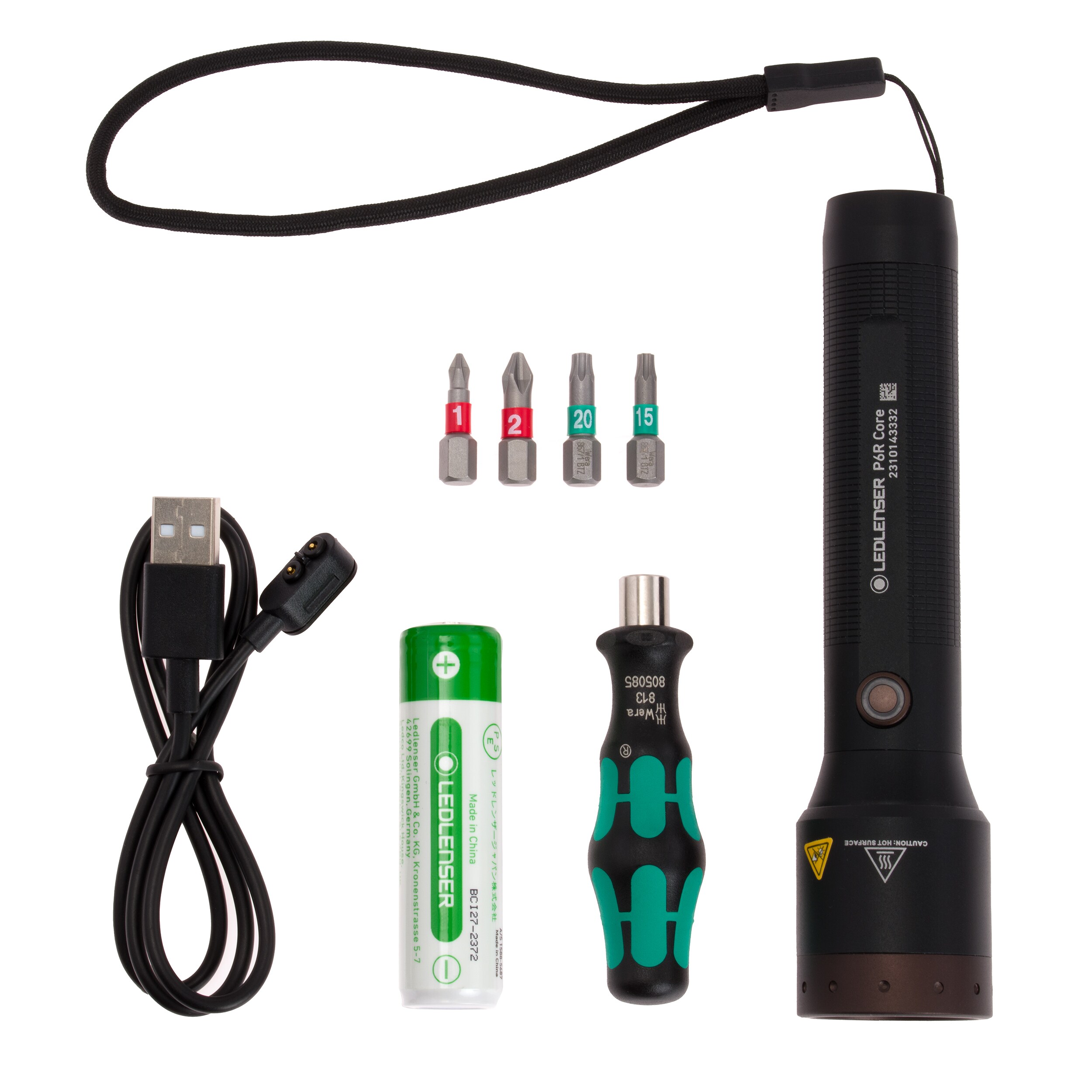 Ledlenser P6R Core Torch + Wera bit set - 900 lumens