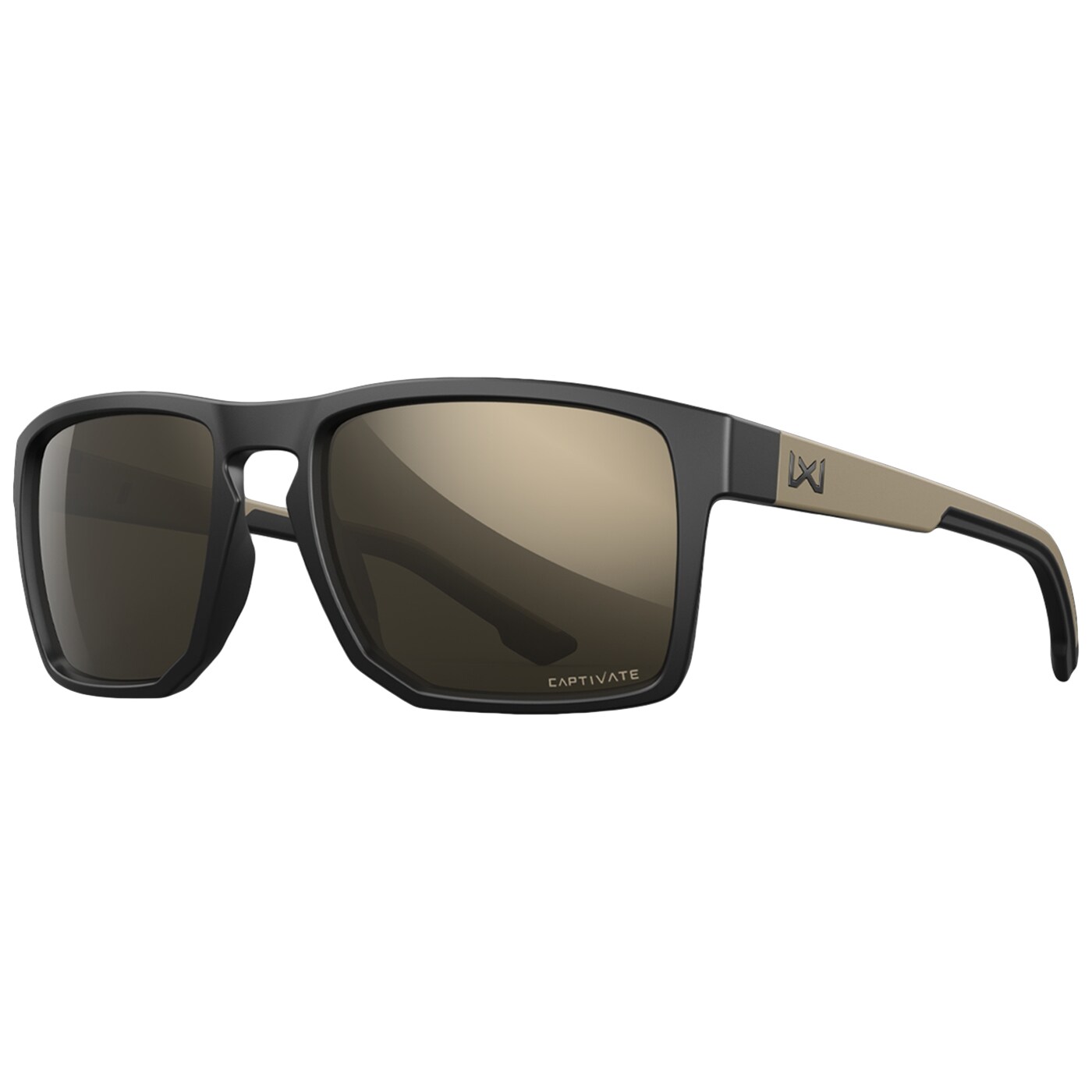 Wiley X Founder Glasses - Captivate Tungsten Mirror/Matte Black/Tan