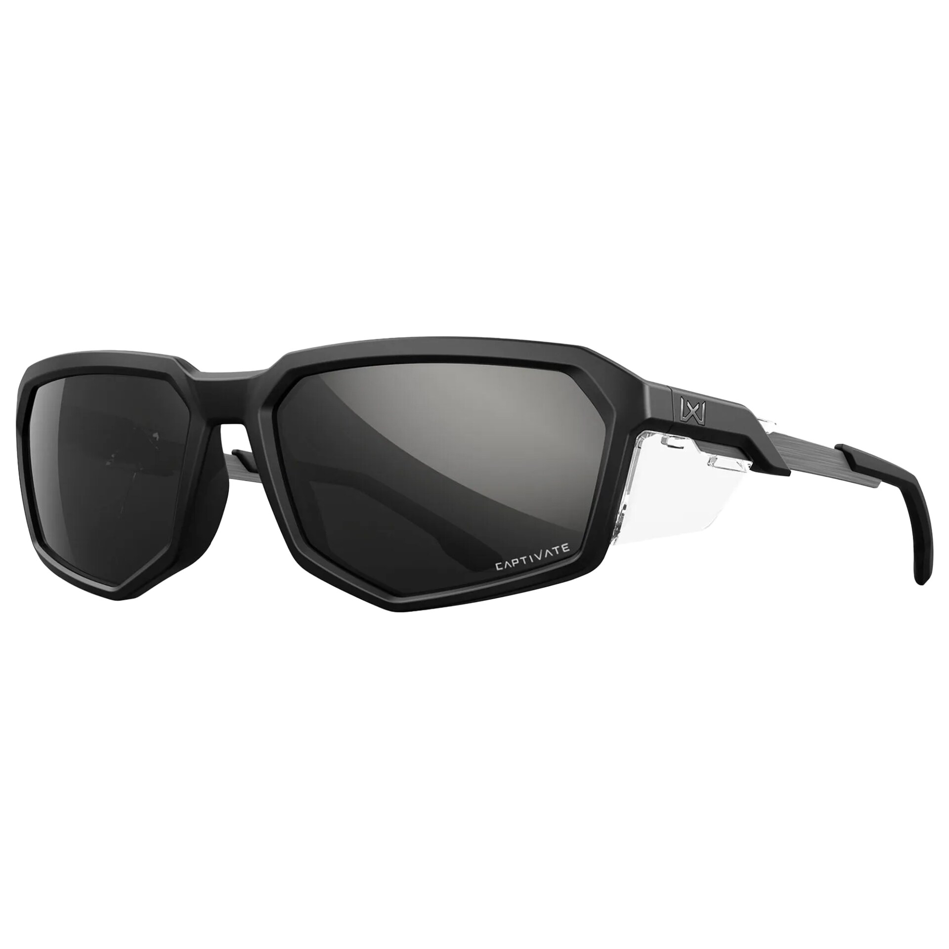 Wiley X Recon Tactical Sunglasses - Captivate Polarized Black Mirror/Matte Black