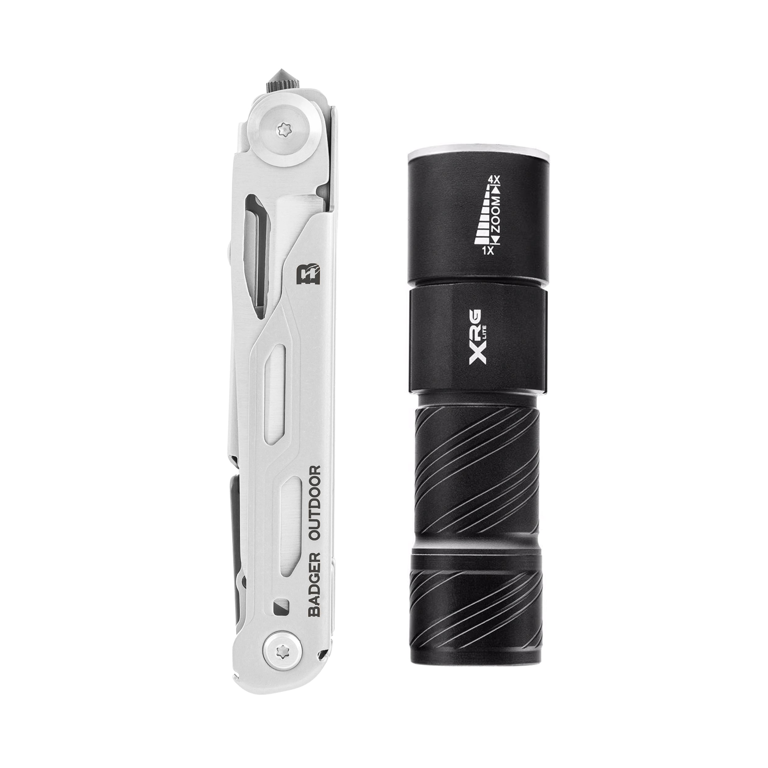 Badger Outdoor Spike Multitool pocket knife + XRG P15 flashlight - set