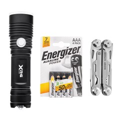 XRG RX80 XP-L Rechargeable Flashlight - 800 lumens + Badger Outdoor Thorn multitool + Energizer AAA battery - 4 pcs. - set
