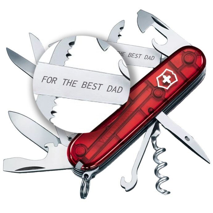 Victorinox Huntsman Pocket Knife transparent red