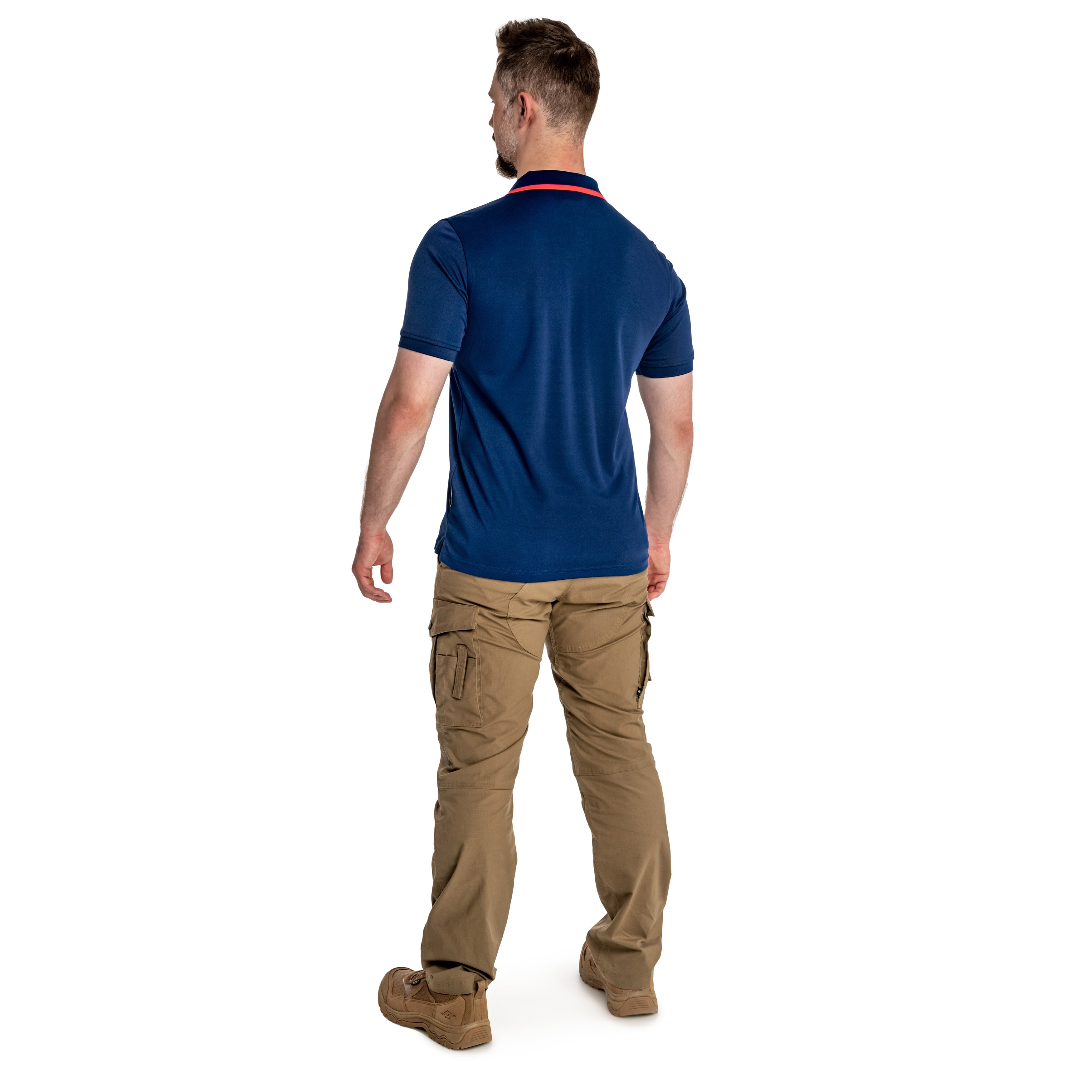 Hi-Tec Site Polo T-shirt - Blue Print/High Risk Red