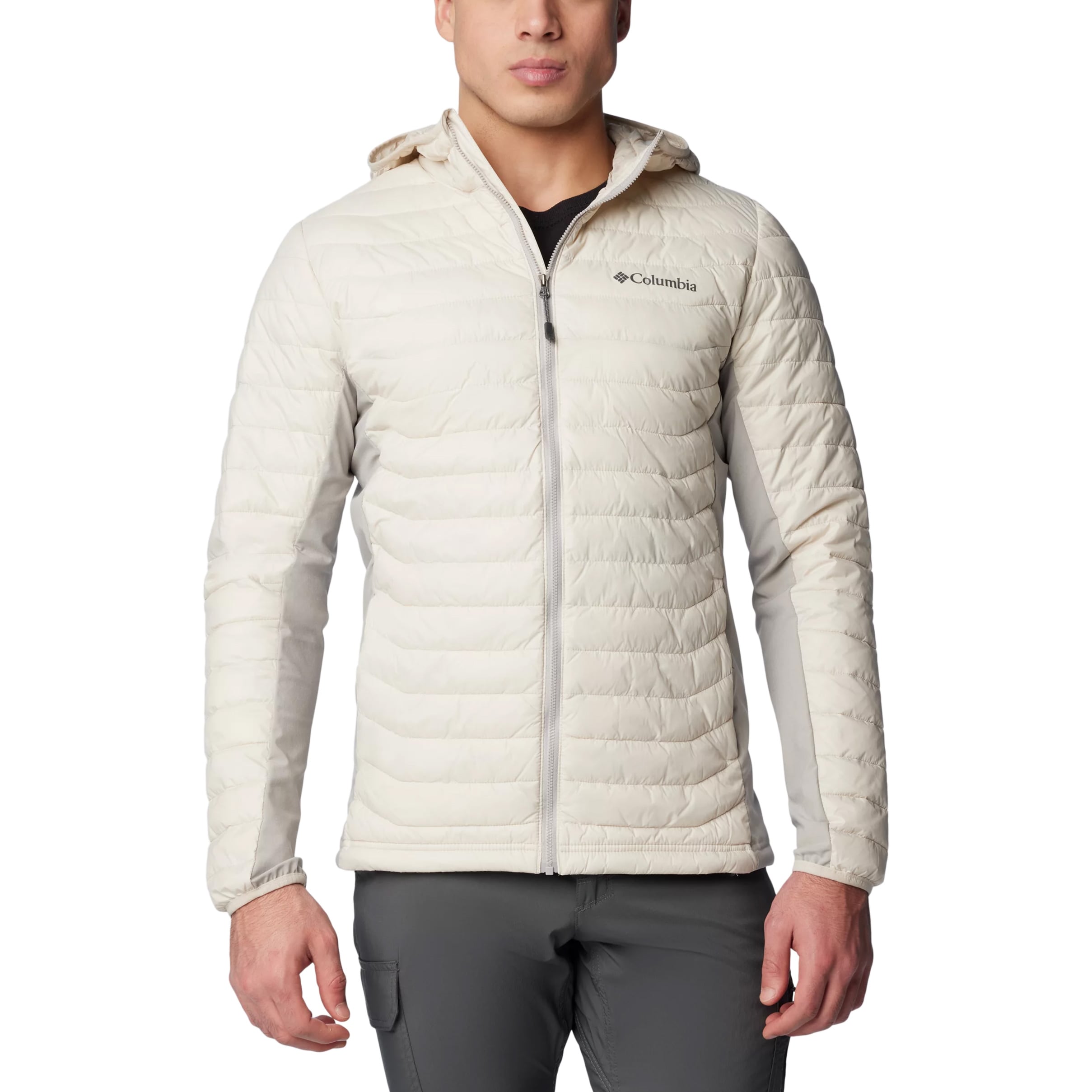 Columbia Powder Pass Hooded Hybrid Down Jacket - Dark Stone/Flint