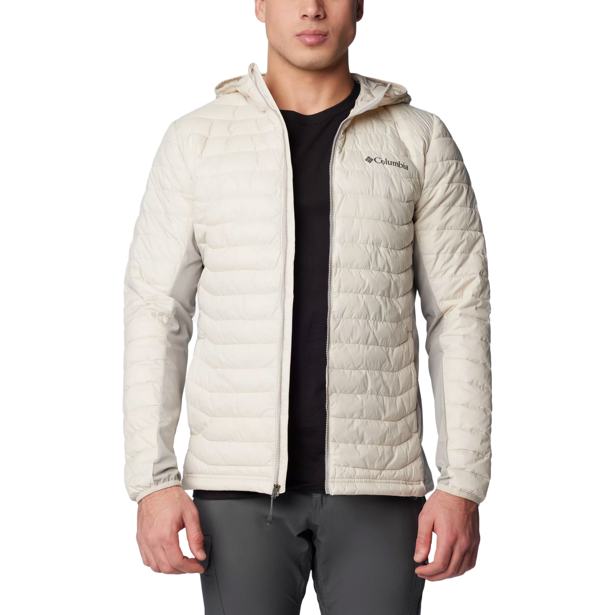 Columbia Powder Pass Hooded Hybrid Down Jacket - Dark Stone/Flint