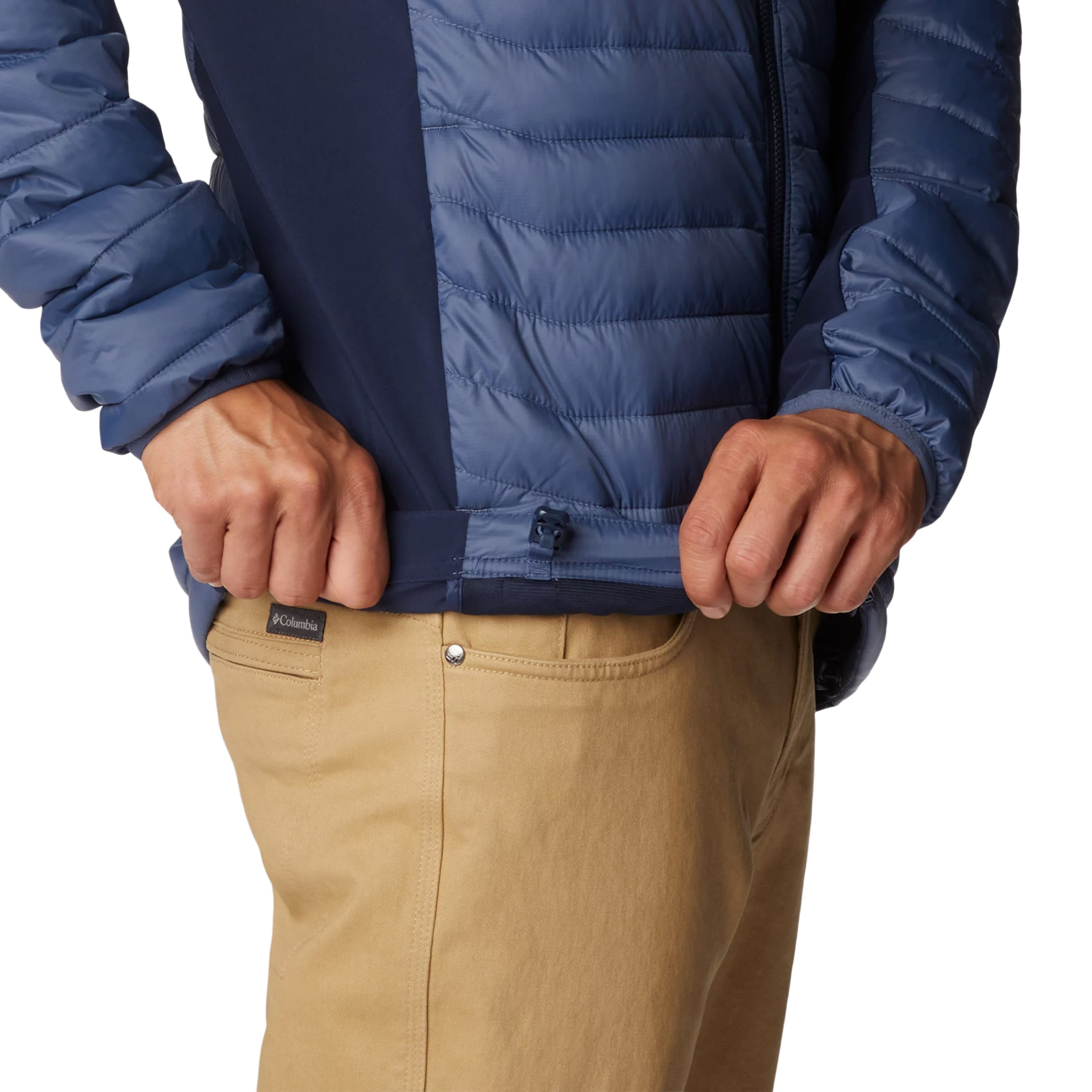 Columbia Powder Pass Hooded Hybrid Down Jacket - Dark Mountain/Collegiate Navy