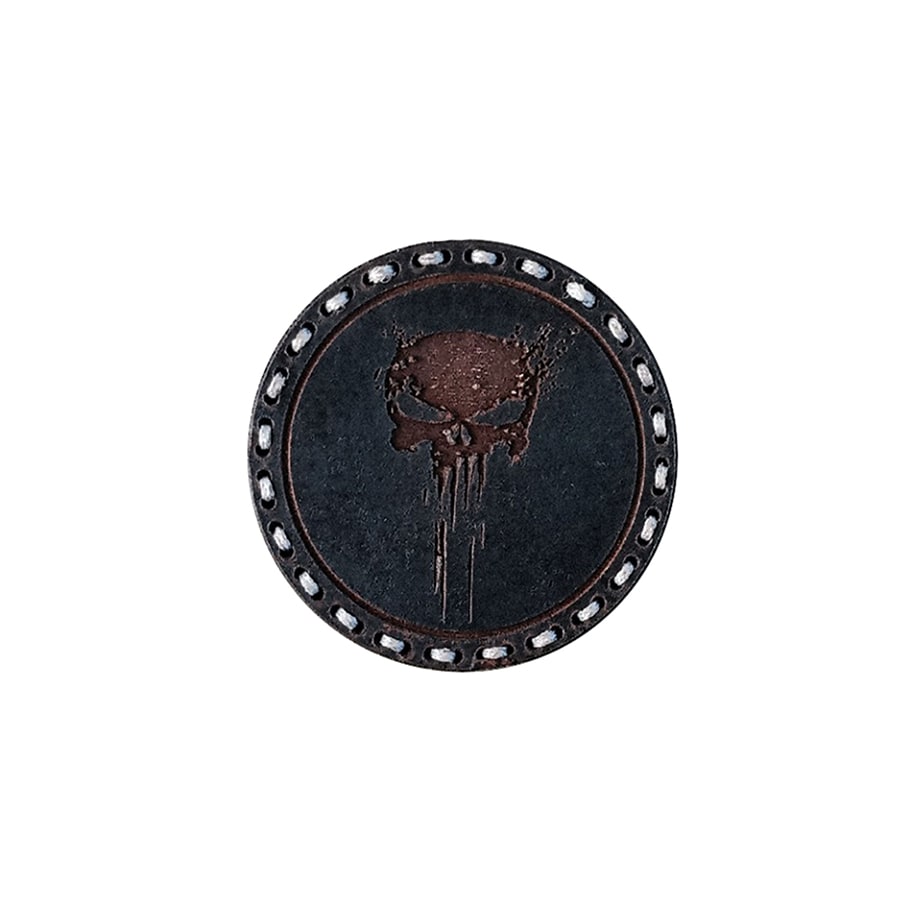 Tigerwood leather patch - Punisher - Black