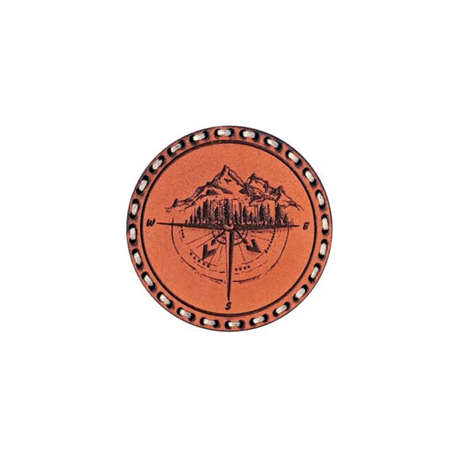 Tigerwood leather patch - Wind Rose - Light Brown