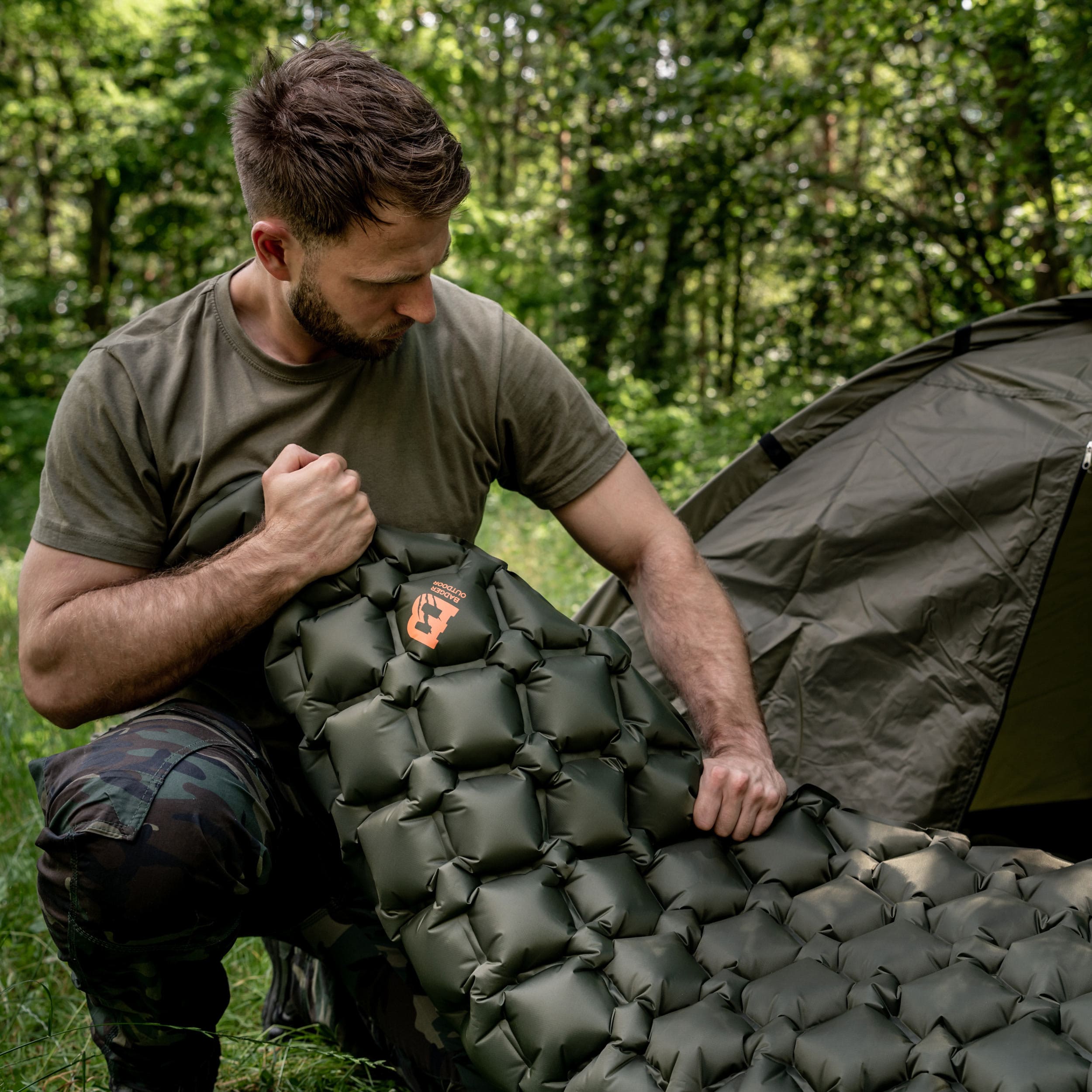 Badger Outdoor Double Mattress 186 x 116 cm - Olive