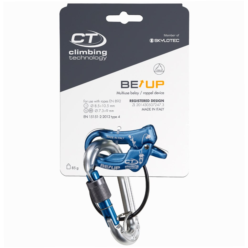 Climbing Technology Be Up Kit belay device with carabiner - Electric Blue