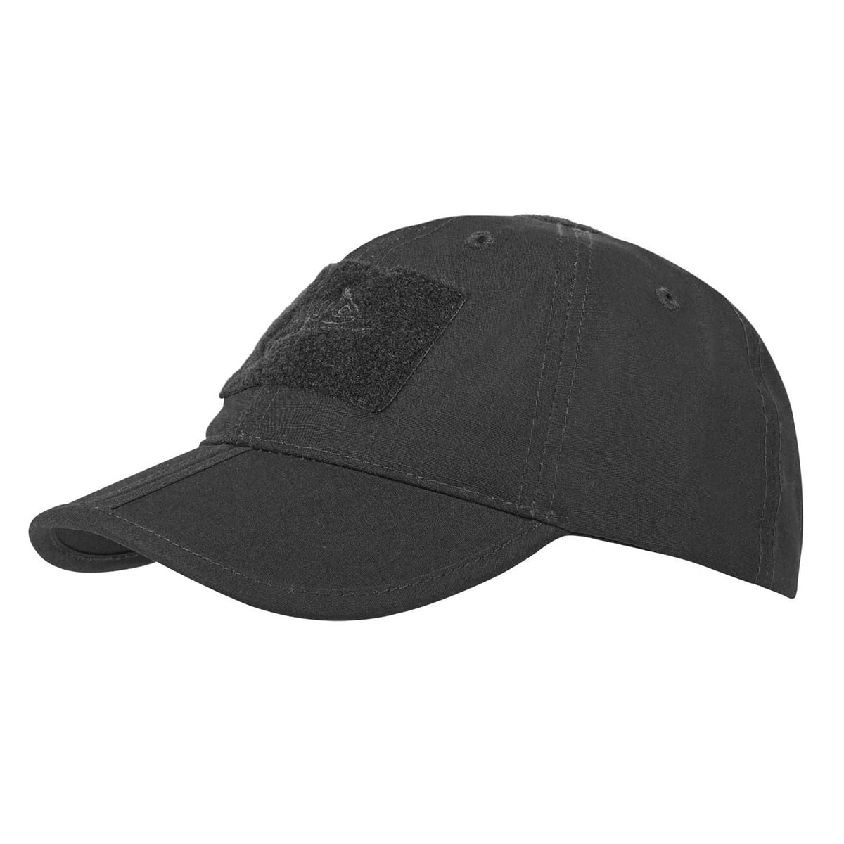 Helikon Folding PolyCotton Rip-Stop Baseball Cap plus velcro - Black