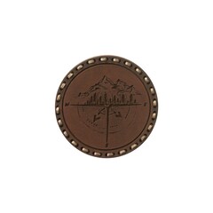 Tigerwood leather patch - Wind Rose - Brown