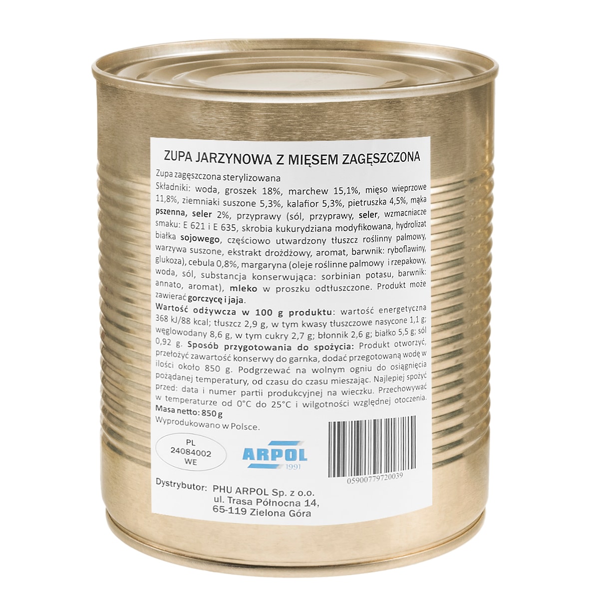 Canned food Arpol - concentrated Vegetable soup with meat 850 g