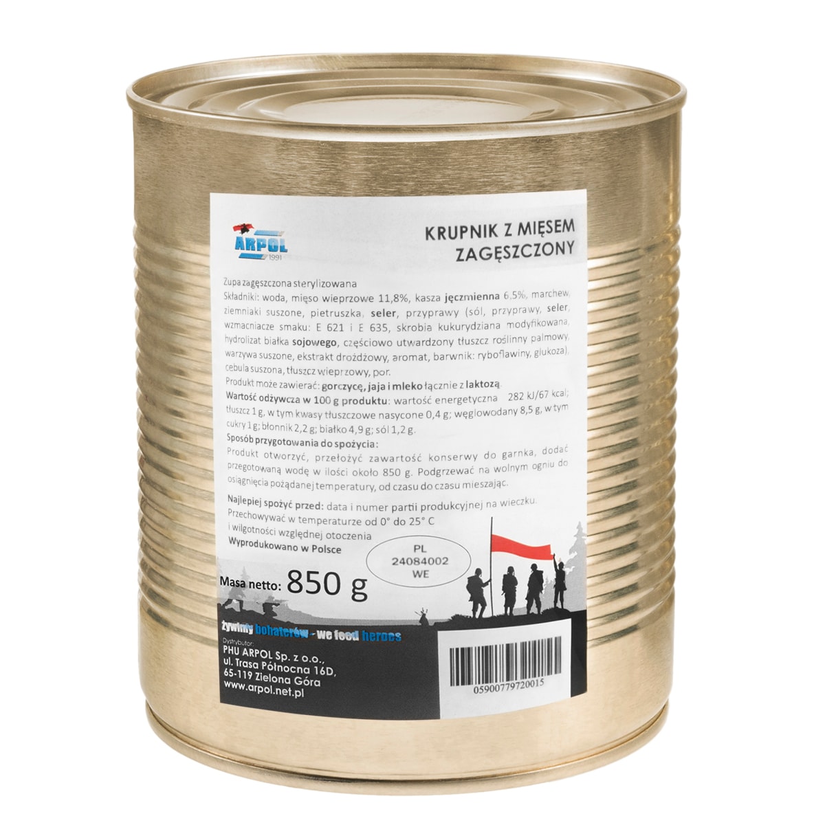 Canned food Arpol -  concentrated soup with groats and meat 850 g