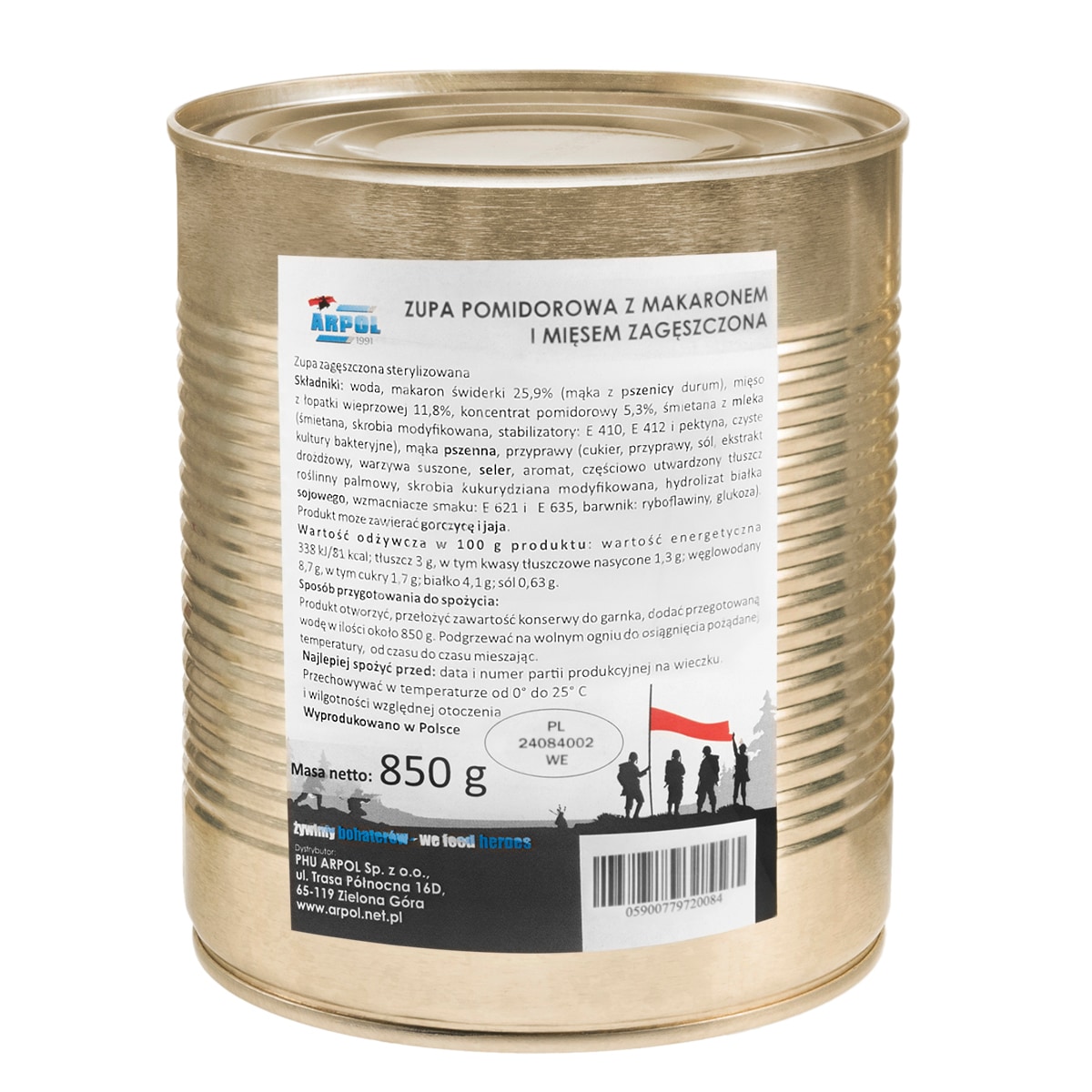 Canned food Arpol -  concentrated Tomato soup with noodles and meat 850 g