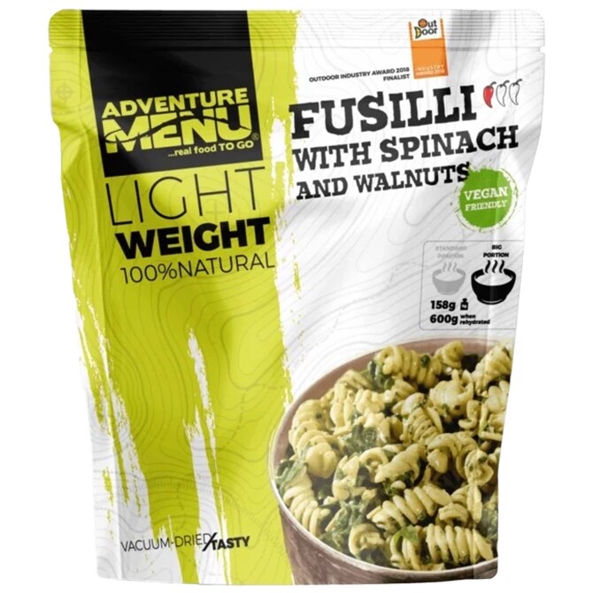 Adventure Menu Freeze-dried food Fusilli with spinach and walnuts 600 g