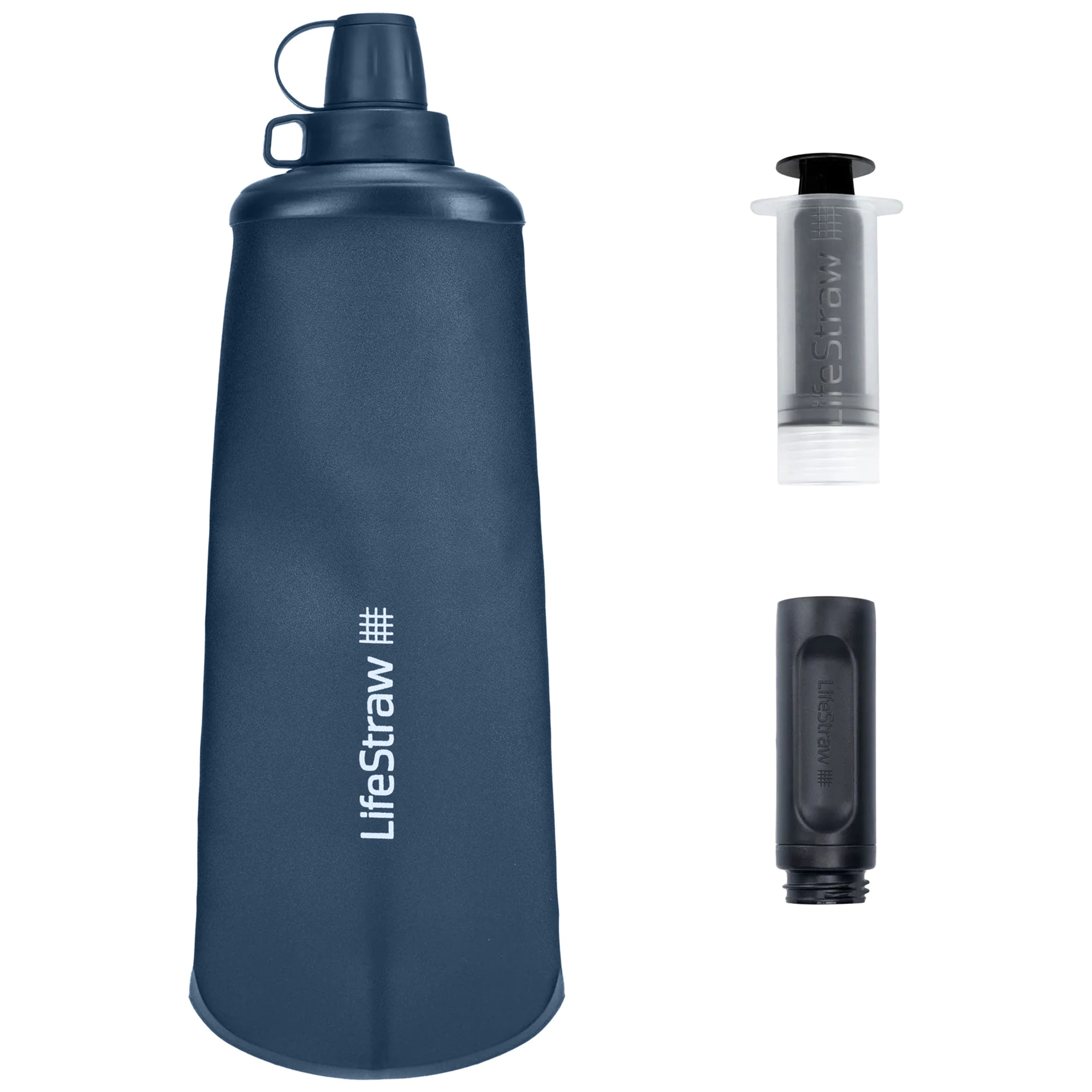 LifeStraw Peak Squeeze Roll-Up Bottle with filter 1 l - Mount Blue