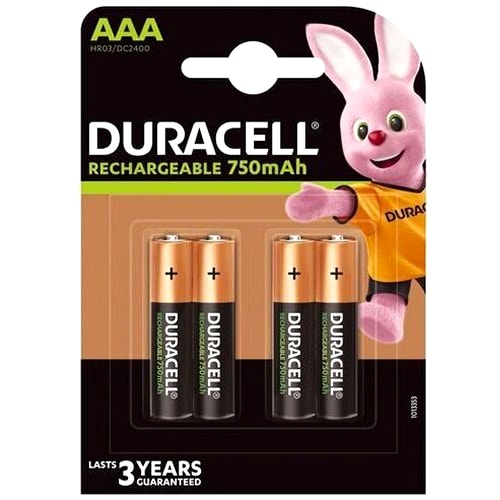 Duracell Rechargeable HR3/AAA 750 mAh Battery - 4 pcs.