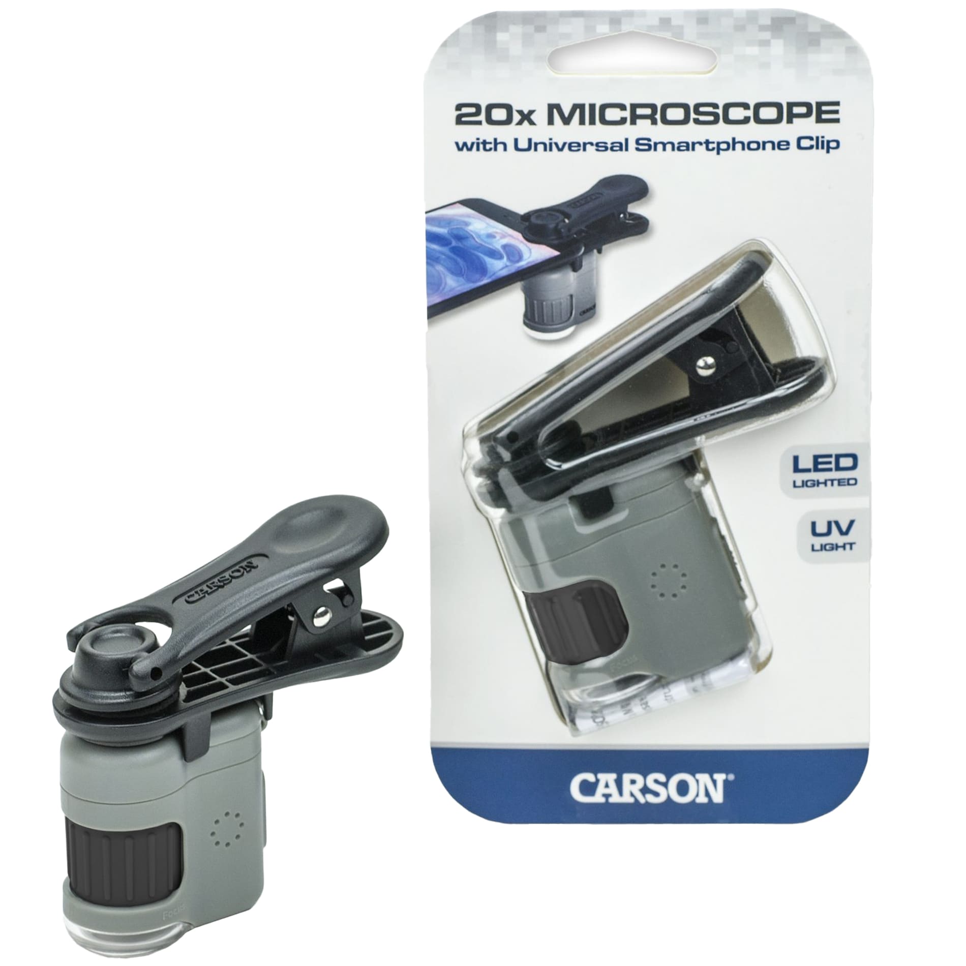 Carson MicroMini 20x Pocket Microscope with smartphone clip