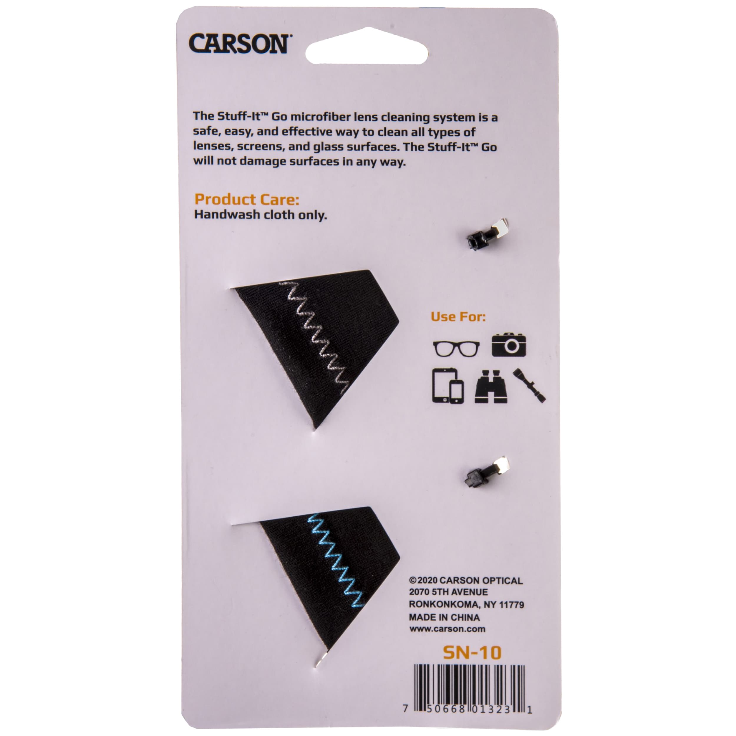 Carson Stuff-It Go Microfiber Lens Cloth - 2 pack