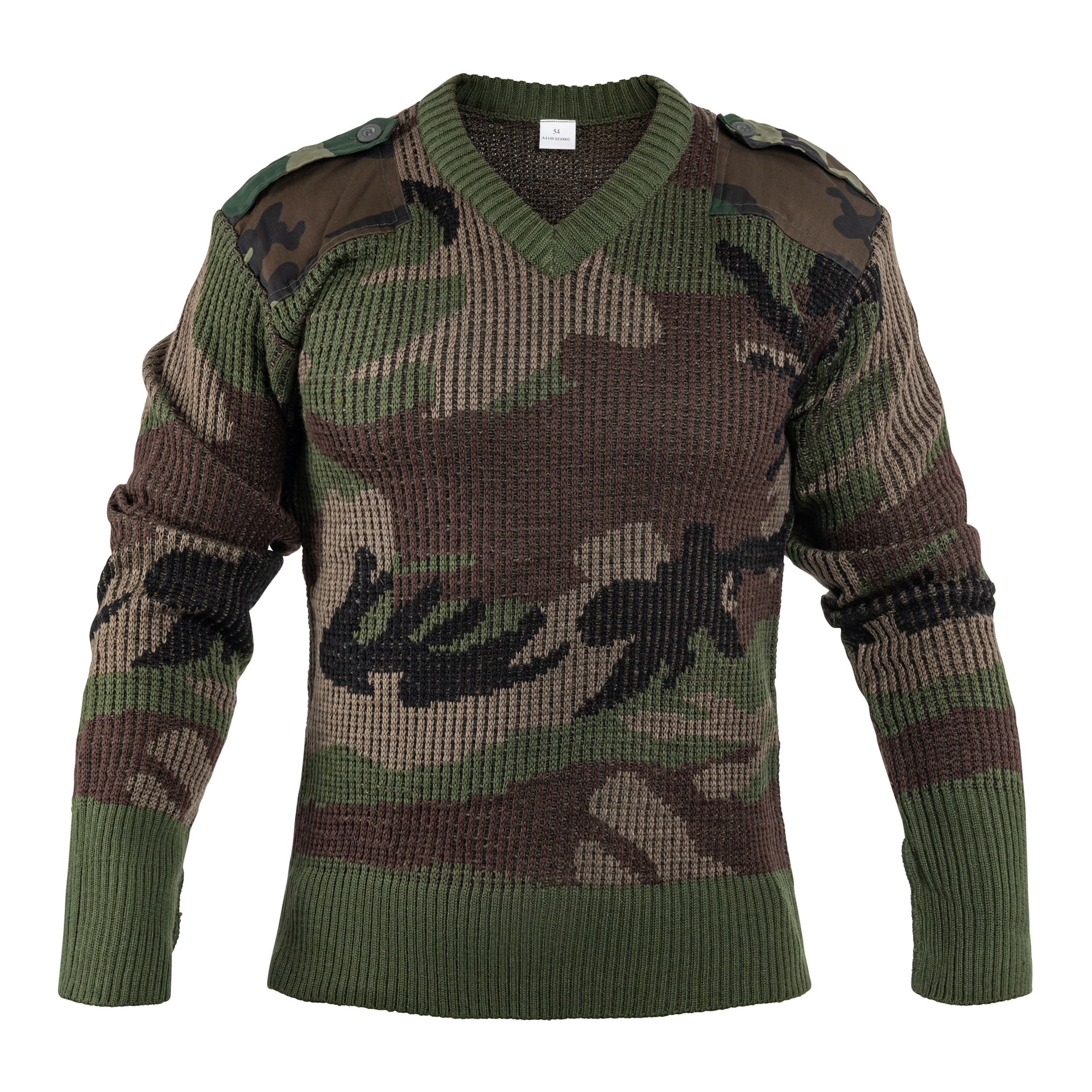 French Army CCE Camo V-Neck Sweater - like new - Military Surplus