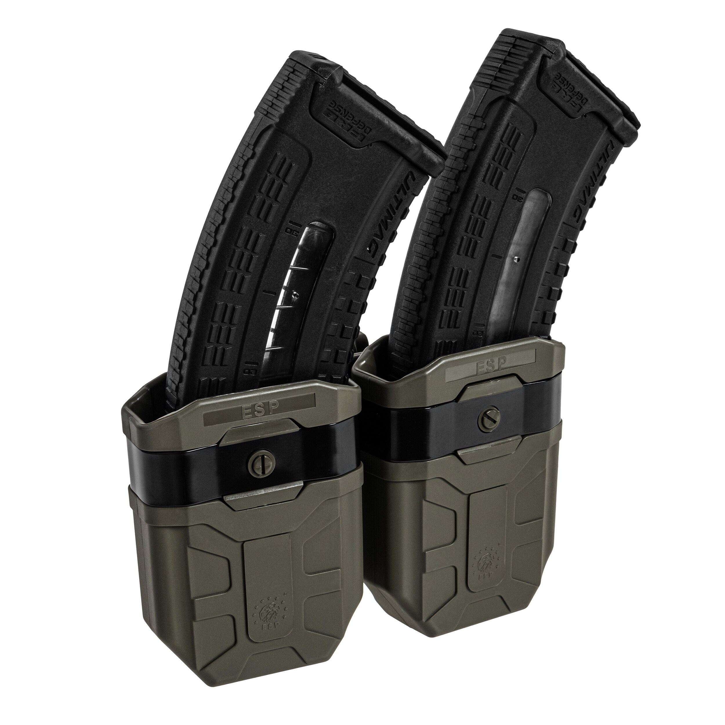 ESP Double pouch with UBC-03 Clip mount for 7.62 x 39 mm magazines - Olive Drab