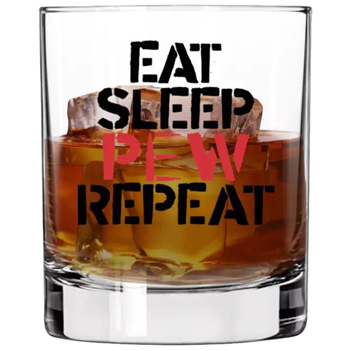 Lucky Shot Eat Sleep Pew Repeat glass - 325 ml