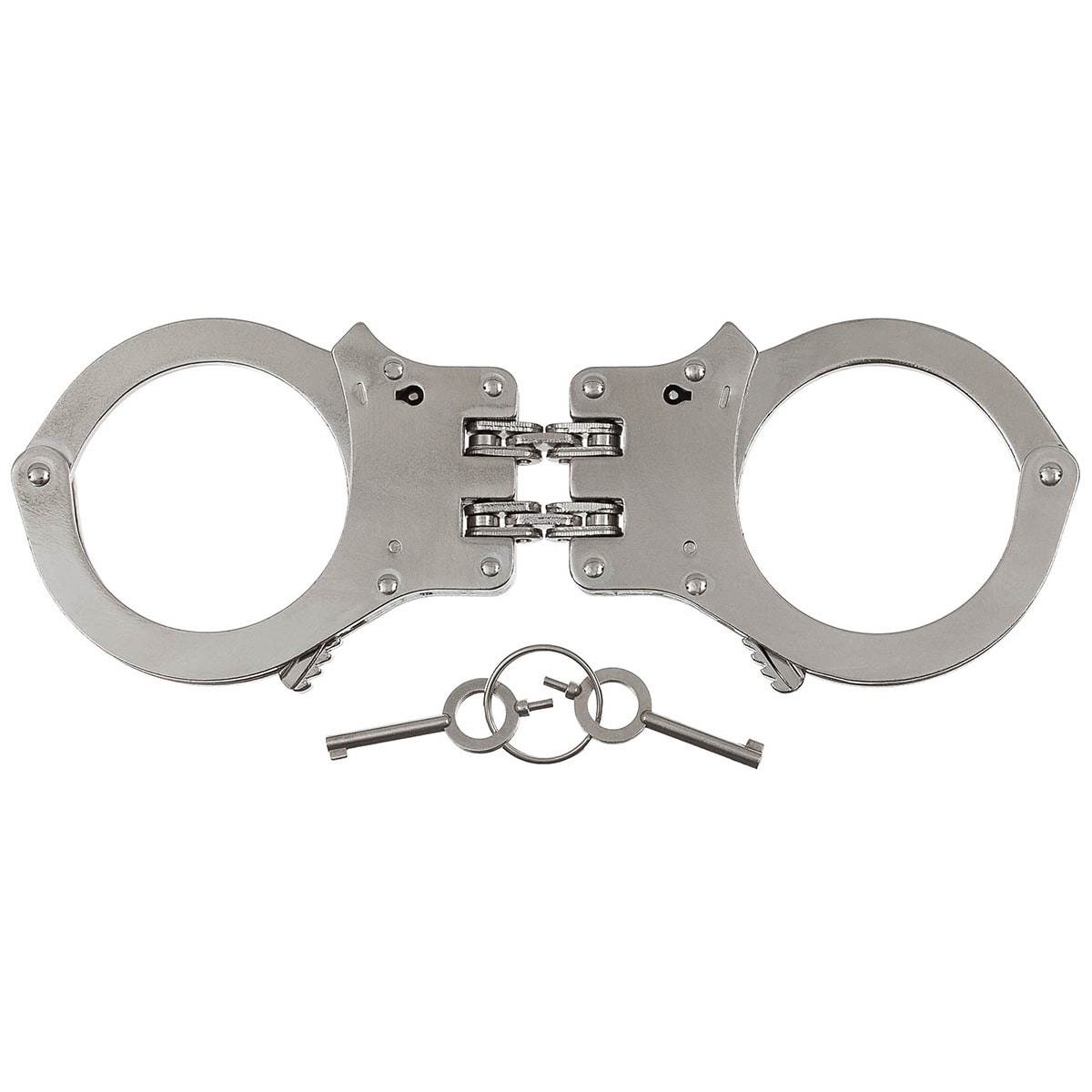 MFH Solid Version steel handcuffs with double chain - Silver