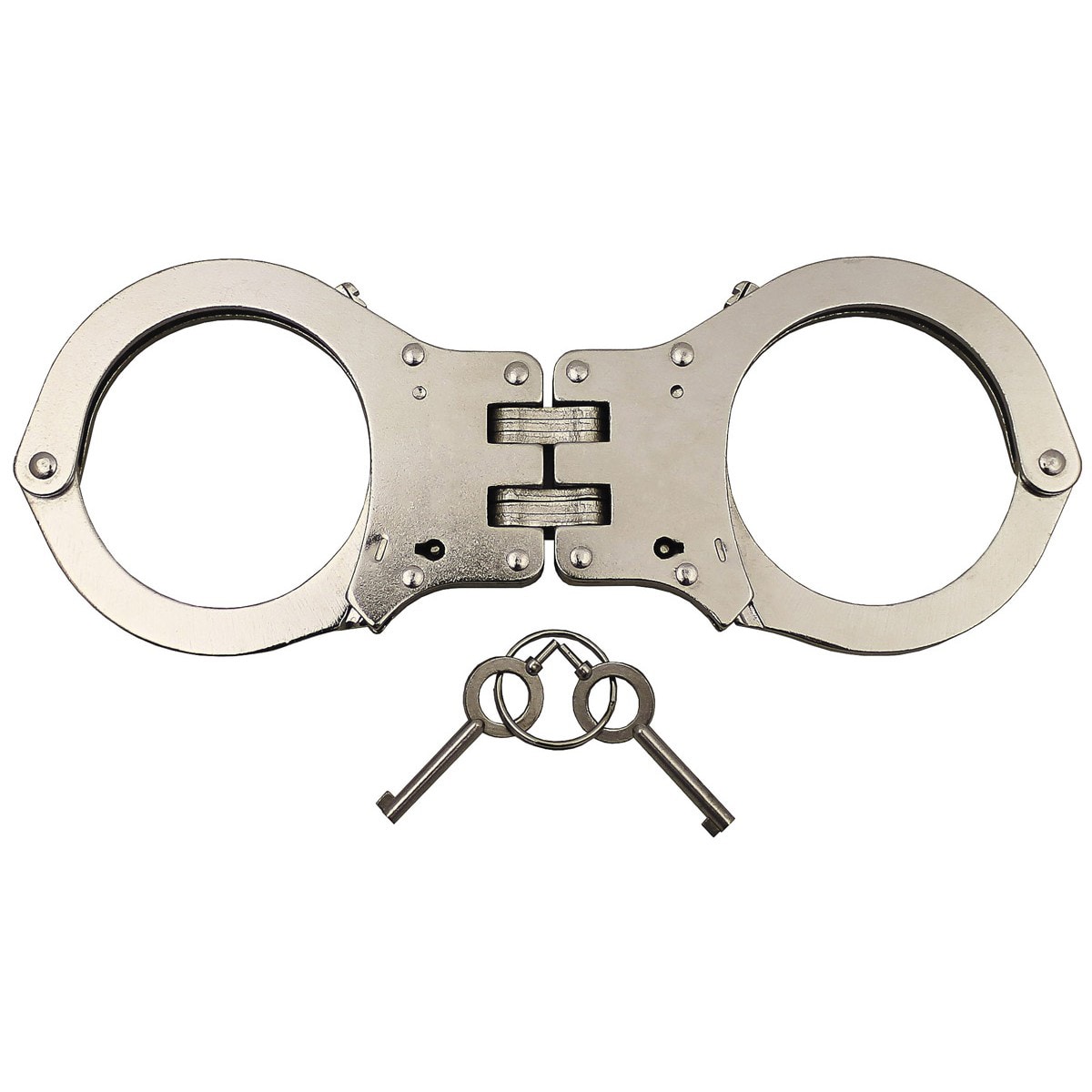 MFH Solid Version steel handcuffs with hinge - Silver