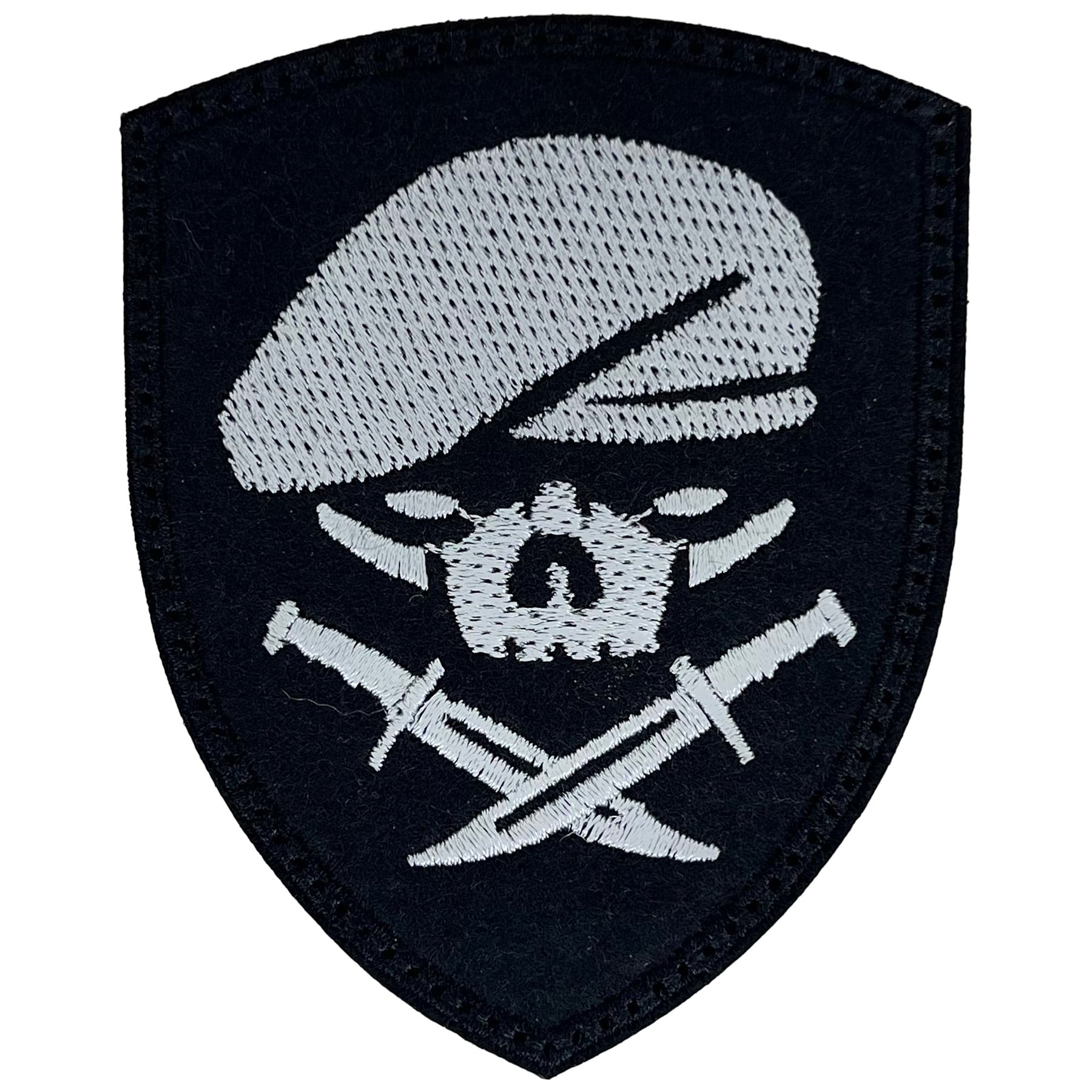 Beret Skull Patch 65 x 80 mm - White