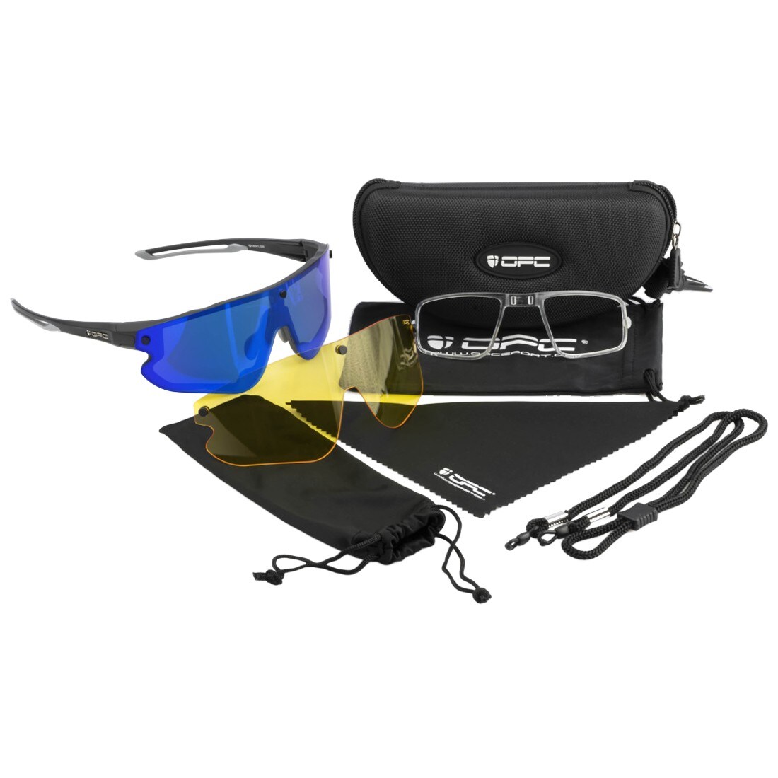 OPC All Round Morpho REVO Sunglasses - Matt Black/Blue/Yellow Set