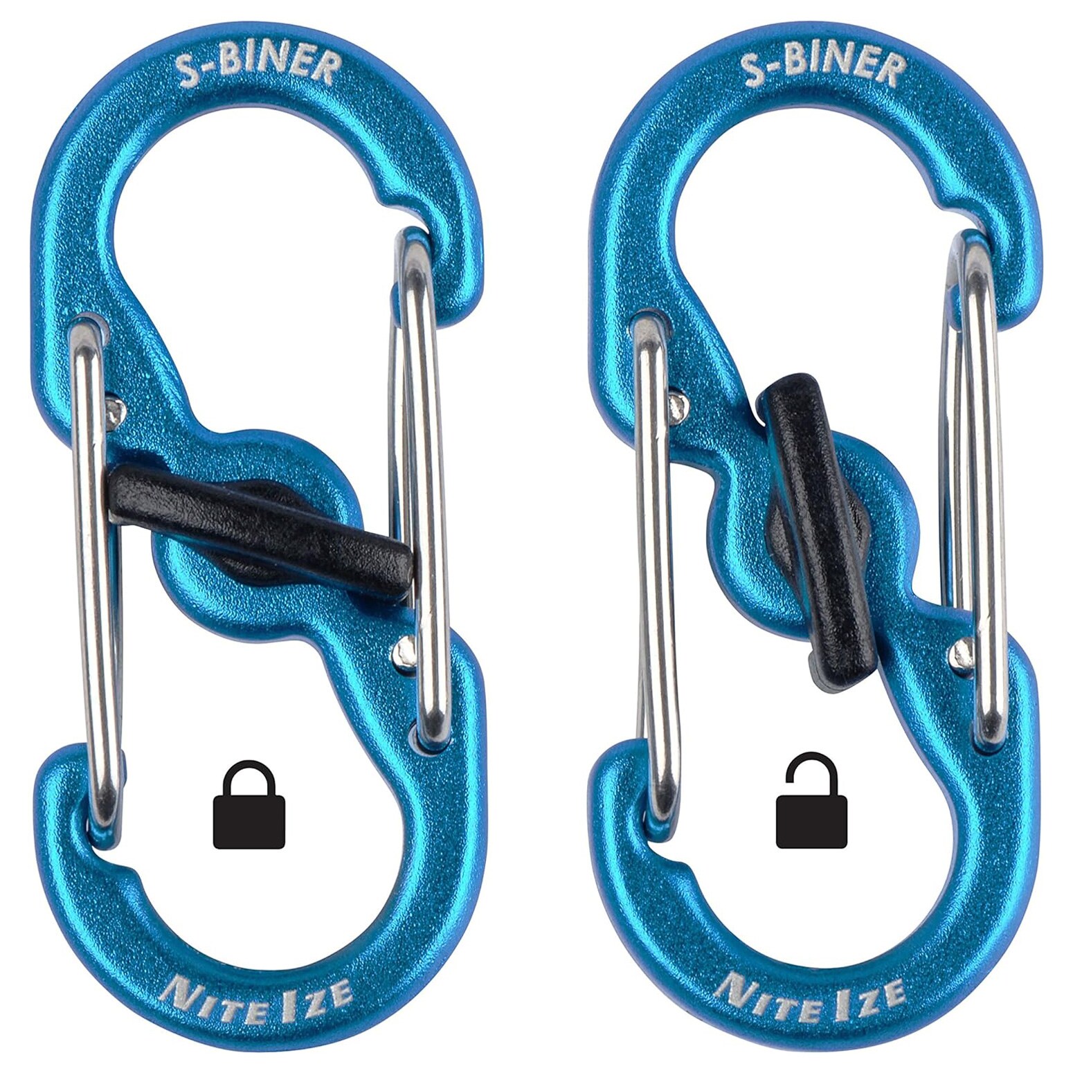 Nite Ize S-Biner TagLock Aluminum Blue Carabiner - 2 pcs.