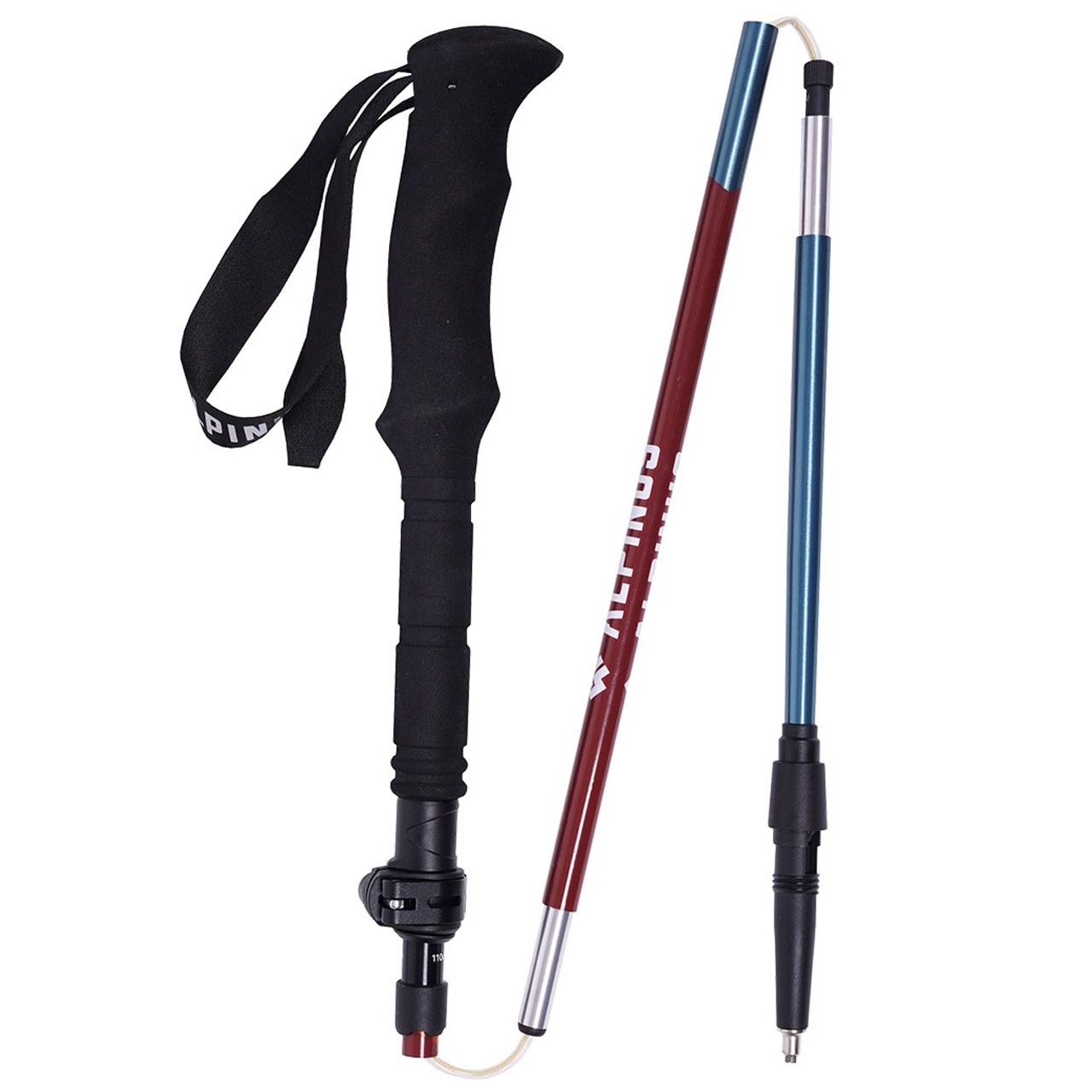 Alpinus Aosta folding trekking poles - Red/Blue