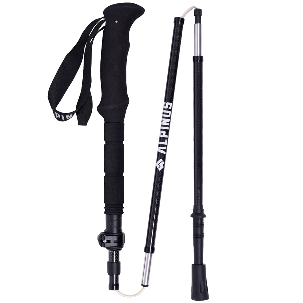 Alpinus Zermatt Folding Trekking Poles - Black