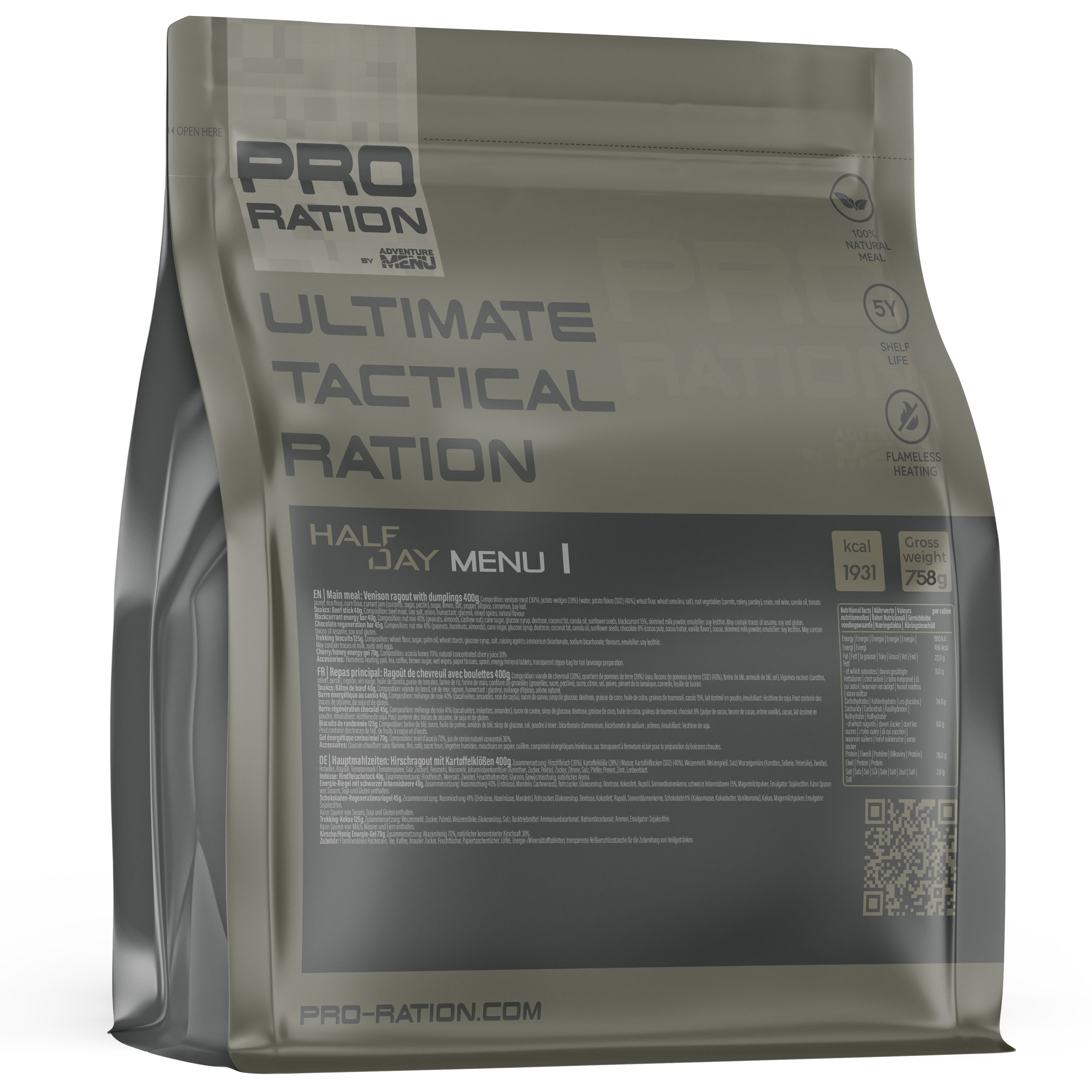 Pro Ration Ultimate Tactical Ration Half-Day - Menu I 