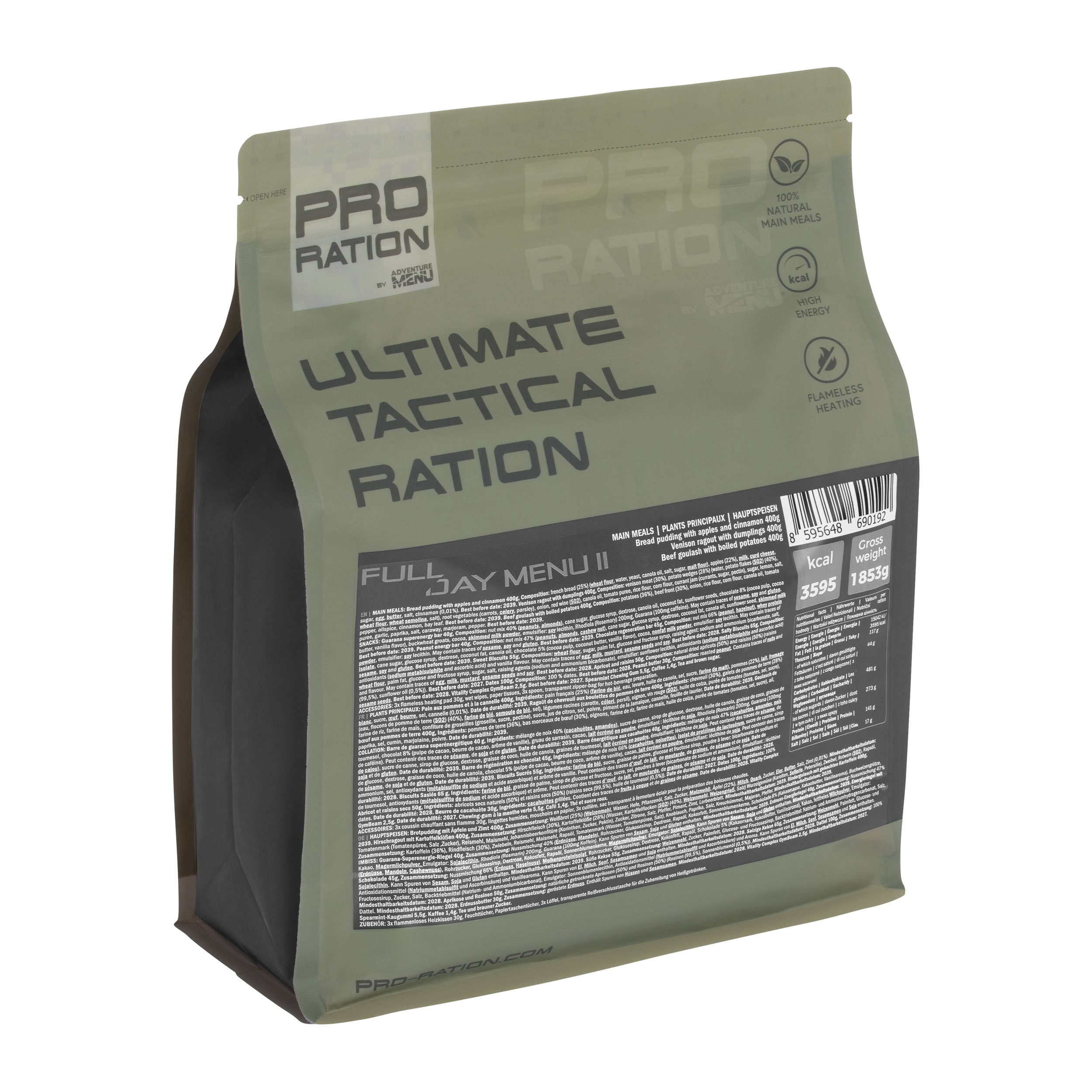 Adventure Menu Pro Ration Ultimate Tactical Ration Full-Day Menu II