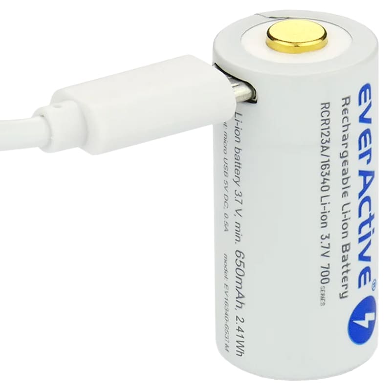 everActive 16340 3.7 V rechargeable battery with protection - 700 mAh